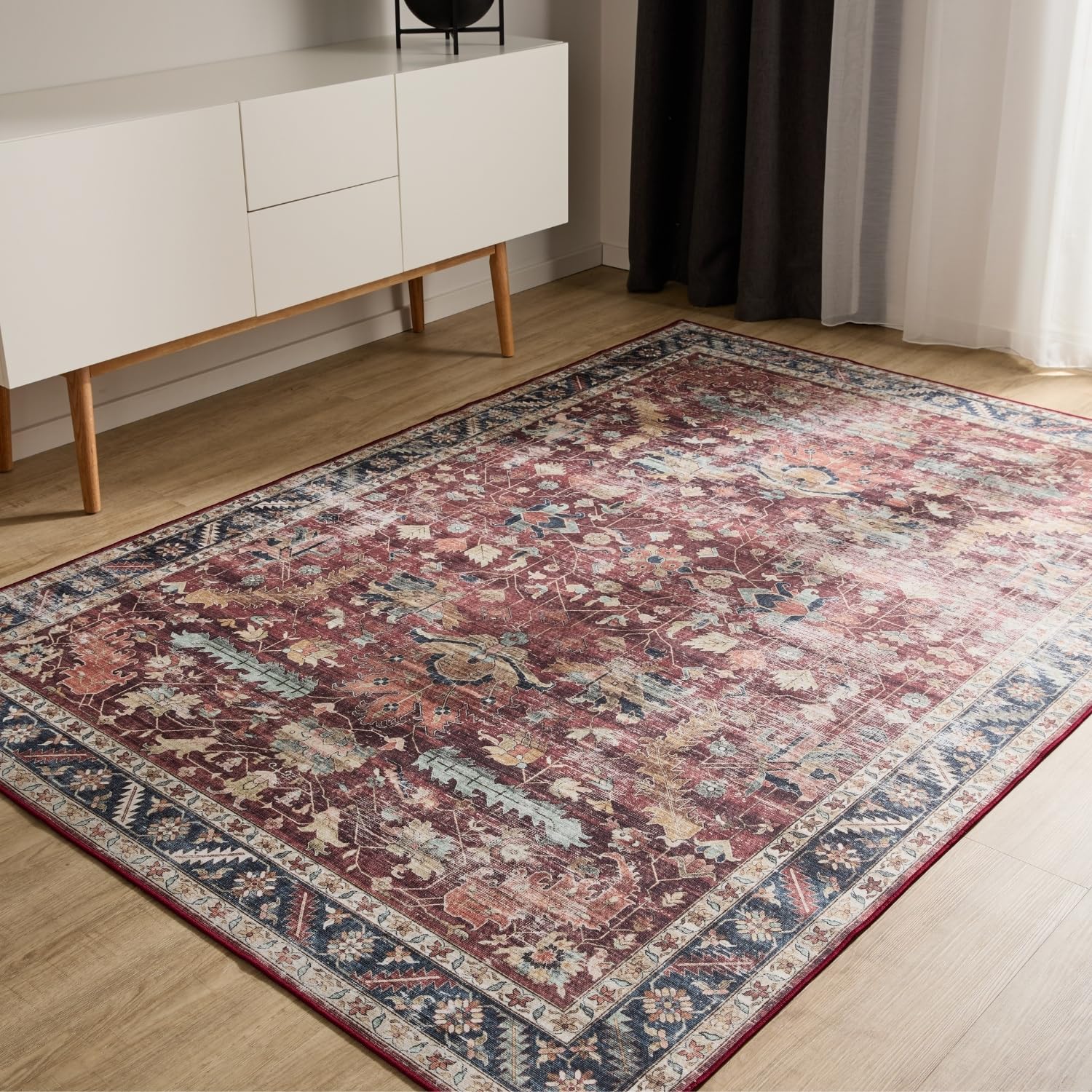 benuta Basic Tapis Salon George - Multicolore 140x200 cm - Lavable - Rectangulaire Vintage, Élégant, Rétro pour Chambre, Couloir, Salle à Manger