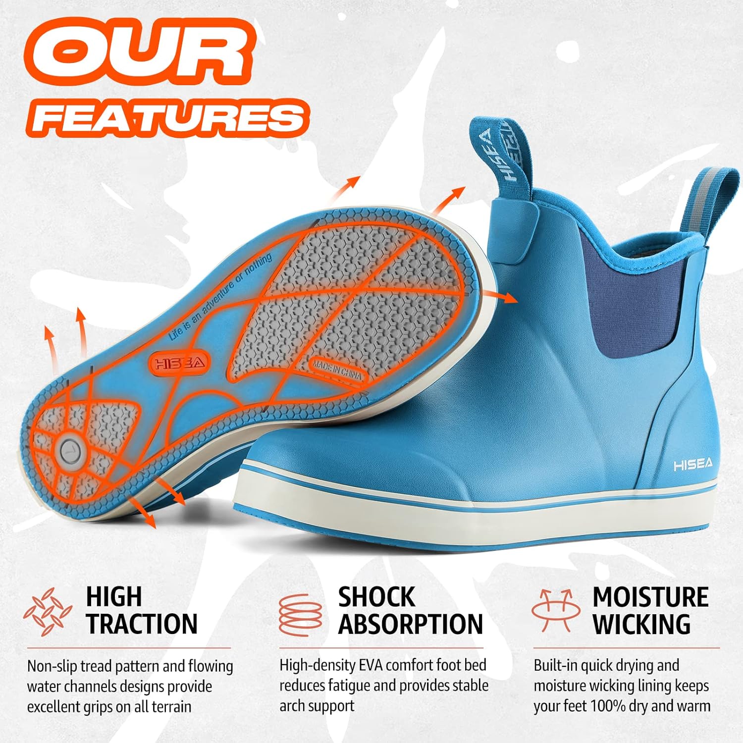 HISEA Women's Ankle Rain Boots, Rubber Fishing Deck Boots, Garden Boots for Women Waterproof - Image 4