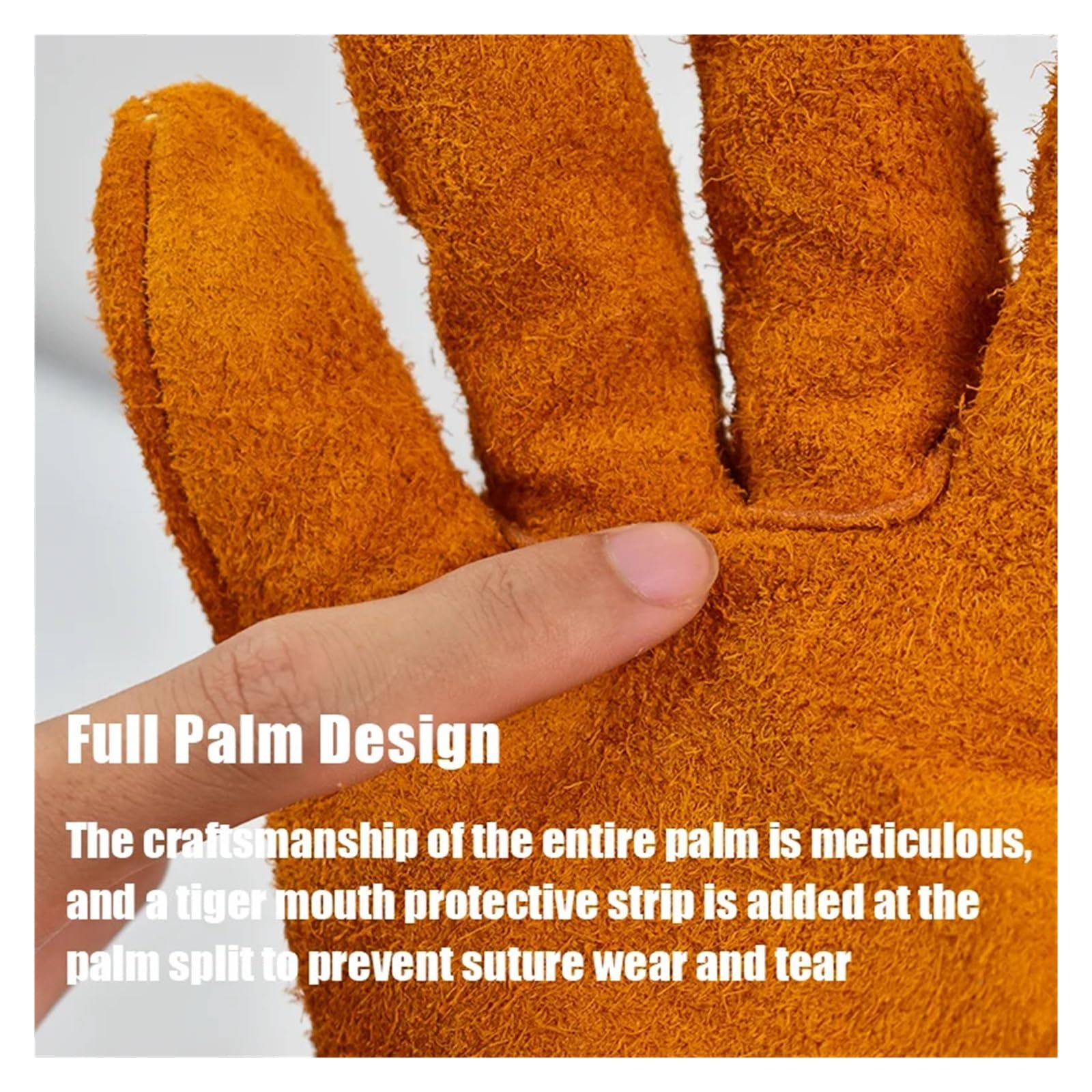 Générique Gants de travail Protection soudage cuir vache électricien isolant sécurité mécanicien résistant à l'usure(Long Gold No lining)