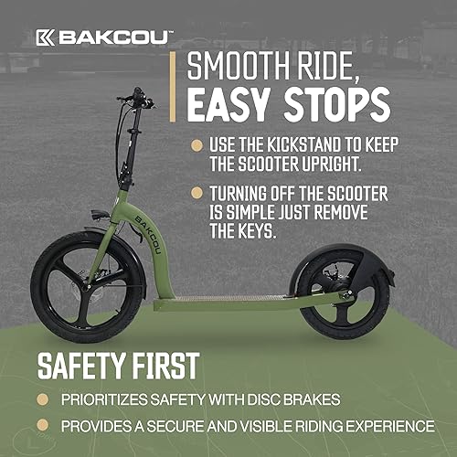 Miniatura 6 de Bakcou  Badger Electric Scooter - Adult Scooter 350W Motor, 36V Battery, Foldable Electric Scooter, Large Wheels, Disc Brakes, Lights, and Horn for