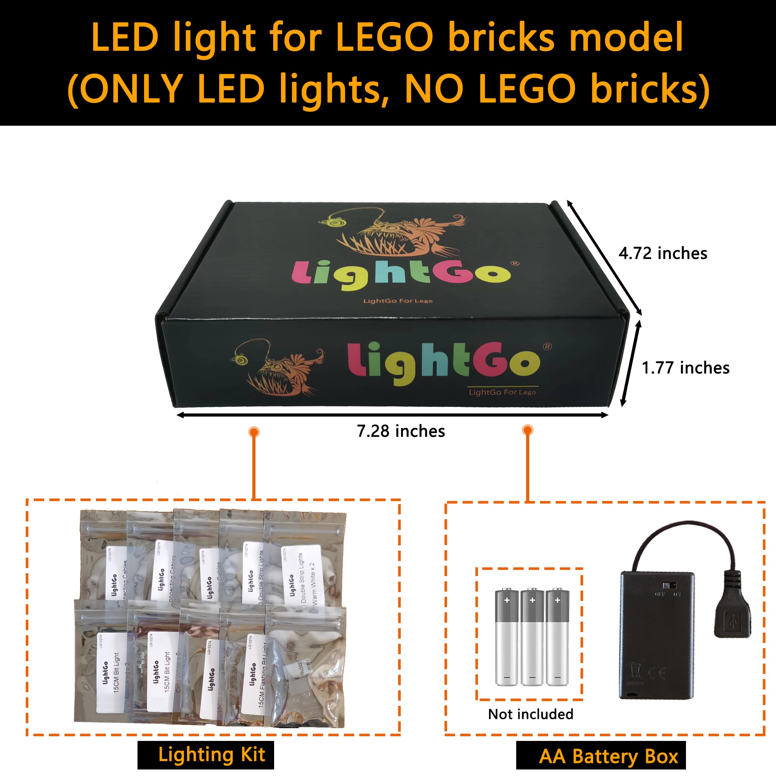 LightGo LED Lighting Kit Designed for Lego 21345 Polaroid OneStep SX-70 Camera Building Set - Not Include Model (Classic Version)