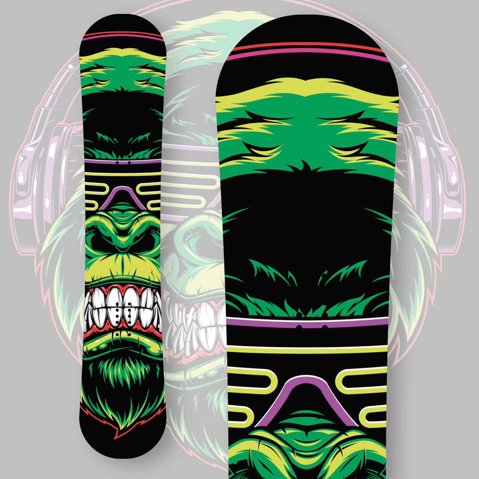 Generico Adesivo Tavola Snowboard Monkey Music Personalizzata Wrapping Stickers Decal Rivestimento Snow LOLLOMOTO