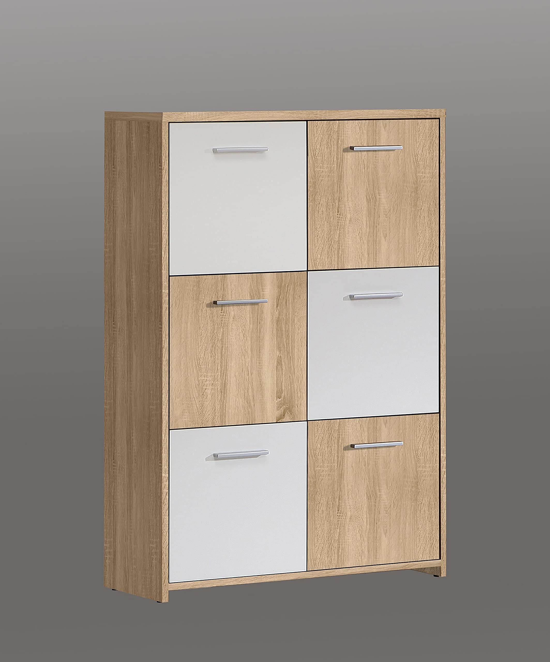AVANTI TRENDSTORE - Fianna - Comó 6 ante in legno laminato nel colore quercia sonoma/bianco. Dimensioni LAP 77,2x112,7x29,6cm