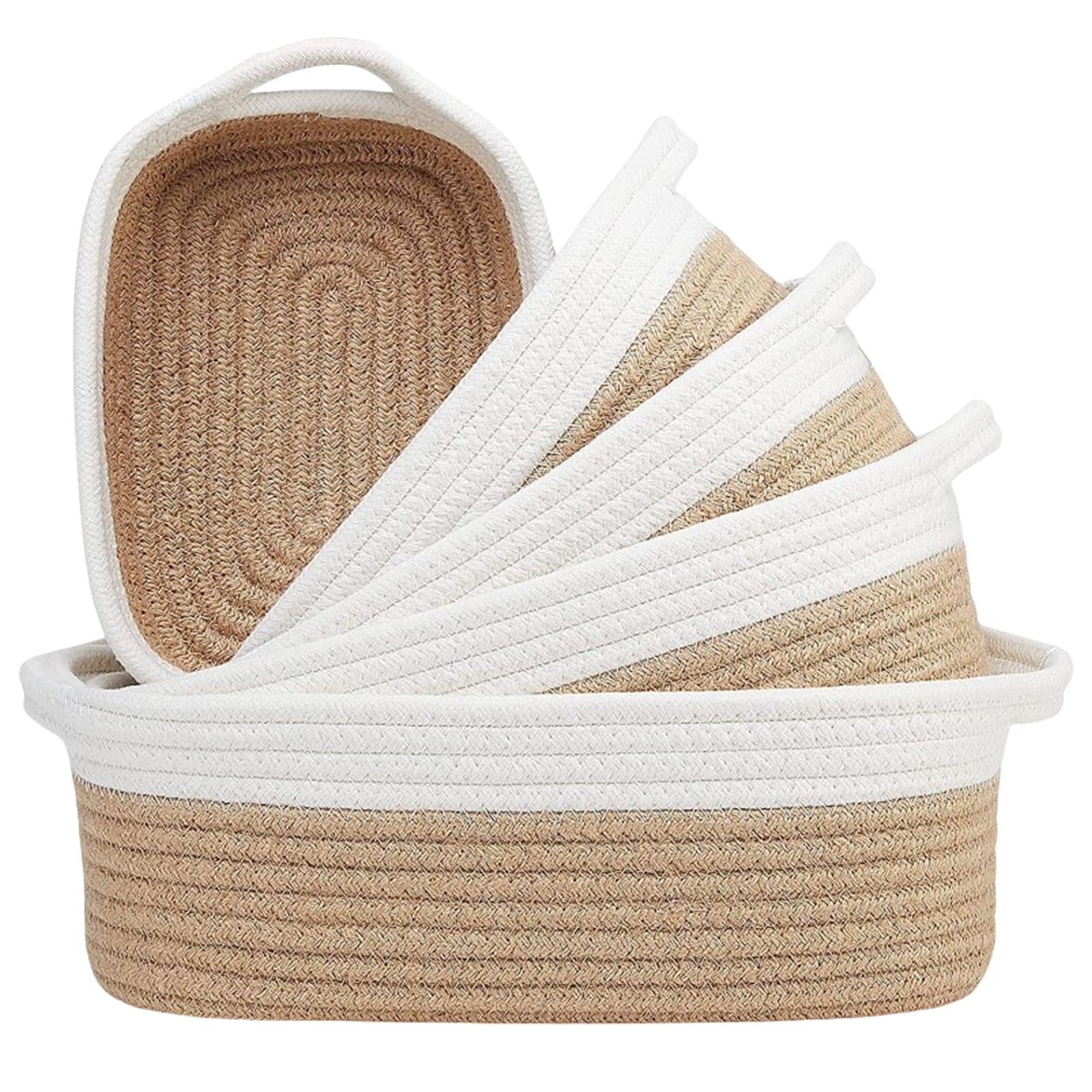 Tsophreniq Multiple Size Cotton Rope Storage Baskets Set of 5 Accessory for Organizing Clothes Toy and Household Use Items Clothes Organizers Baskets