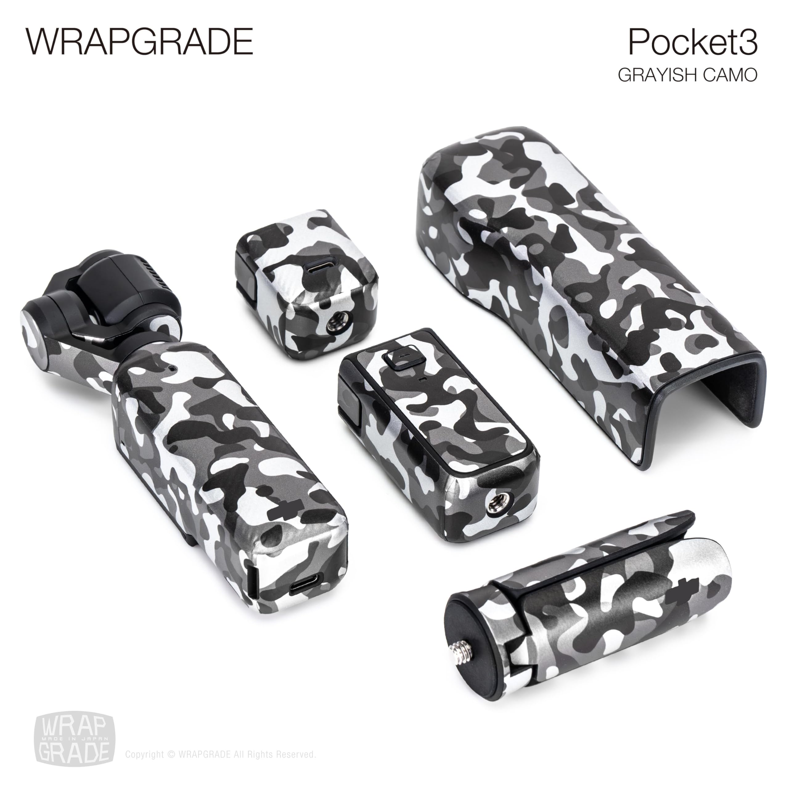 WRAPGRADE Skin Stickers Compatible with DJI Osmo Pocket 3 Decal (Grayish CAMO)