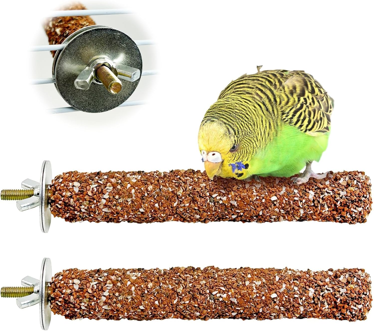 PINVNBY 2 PCS Natural Bird Perches Calcium Mineral Parakeet Chewing Toy Sticks Parrot Beak Grinding Stone Cage Accessories for Small Medium Budgie Cockatiel Conure Lovebird PINVNBY 2 PCS Natural Bird Perches Calcium Mineral Parakeet Chewing Toy Sticks Parrot Beak Grinding Stone Cage Accessories for Small Medium Budgie Cockatiel Conure Lovebird