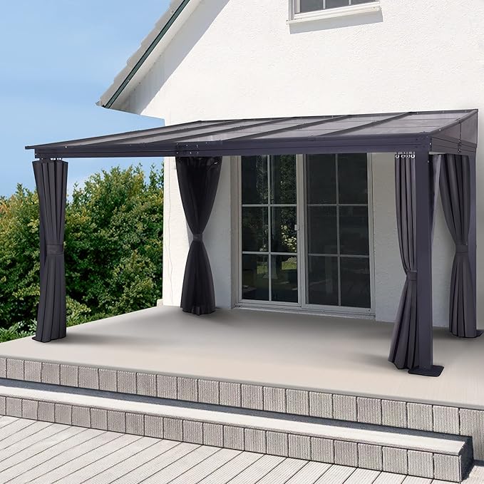 GARTOO 10' x 13' Outdoor WallMounted Hardtop Gazebo