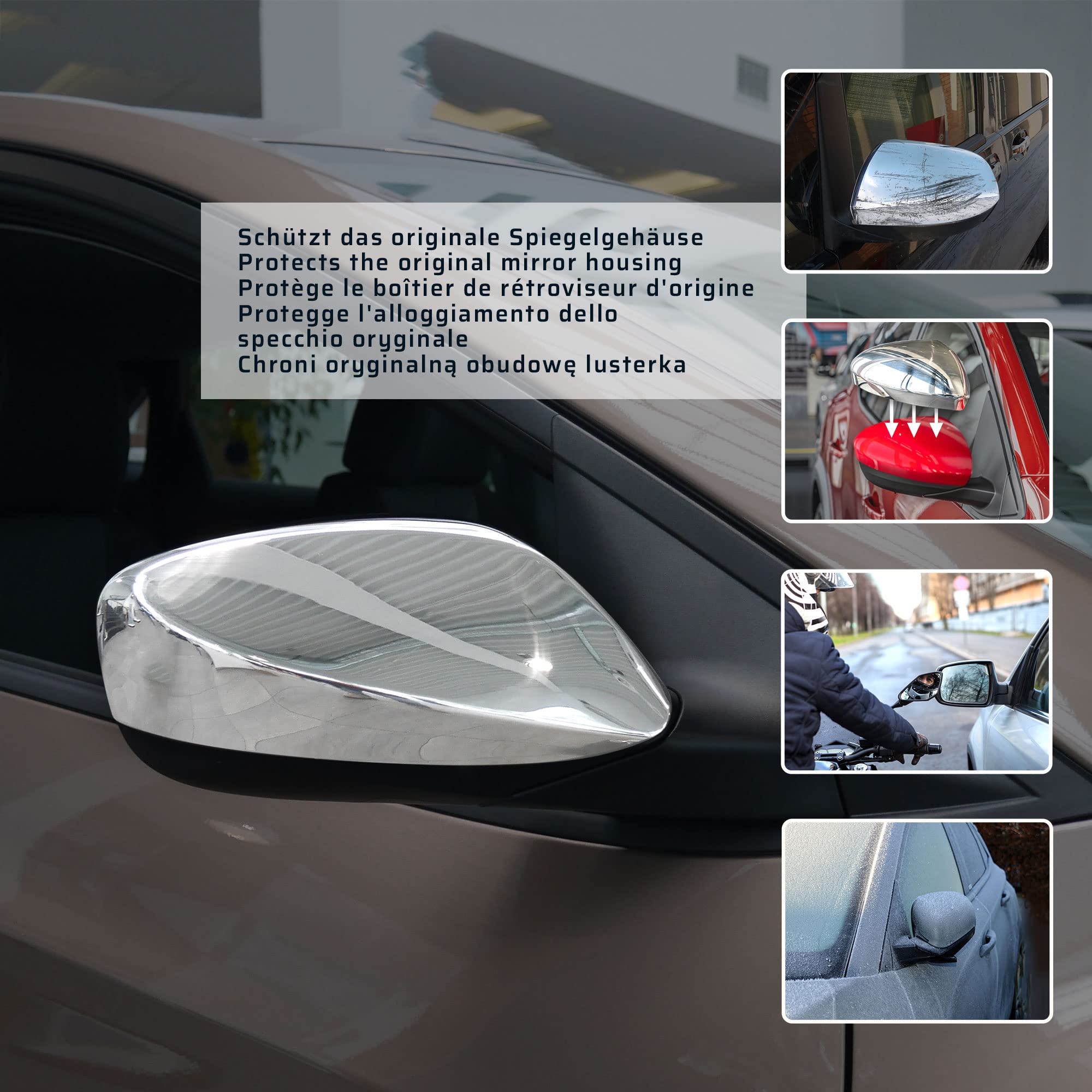 CHROMEMASTER | Nakładki na Lusterka Zewnętrzne | Kompatybilne z Hyundai Elantra MD/UD Sedan 2010-2015 | Stal nierdzewna; Osłony Lusterek to Niepowtarzalny Wygląd Auta i Ochrona Przed Uszkodzeniem