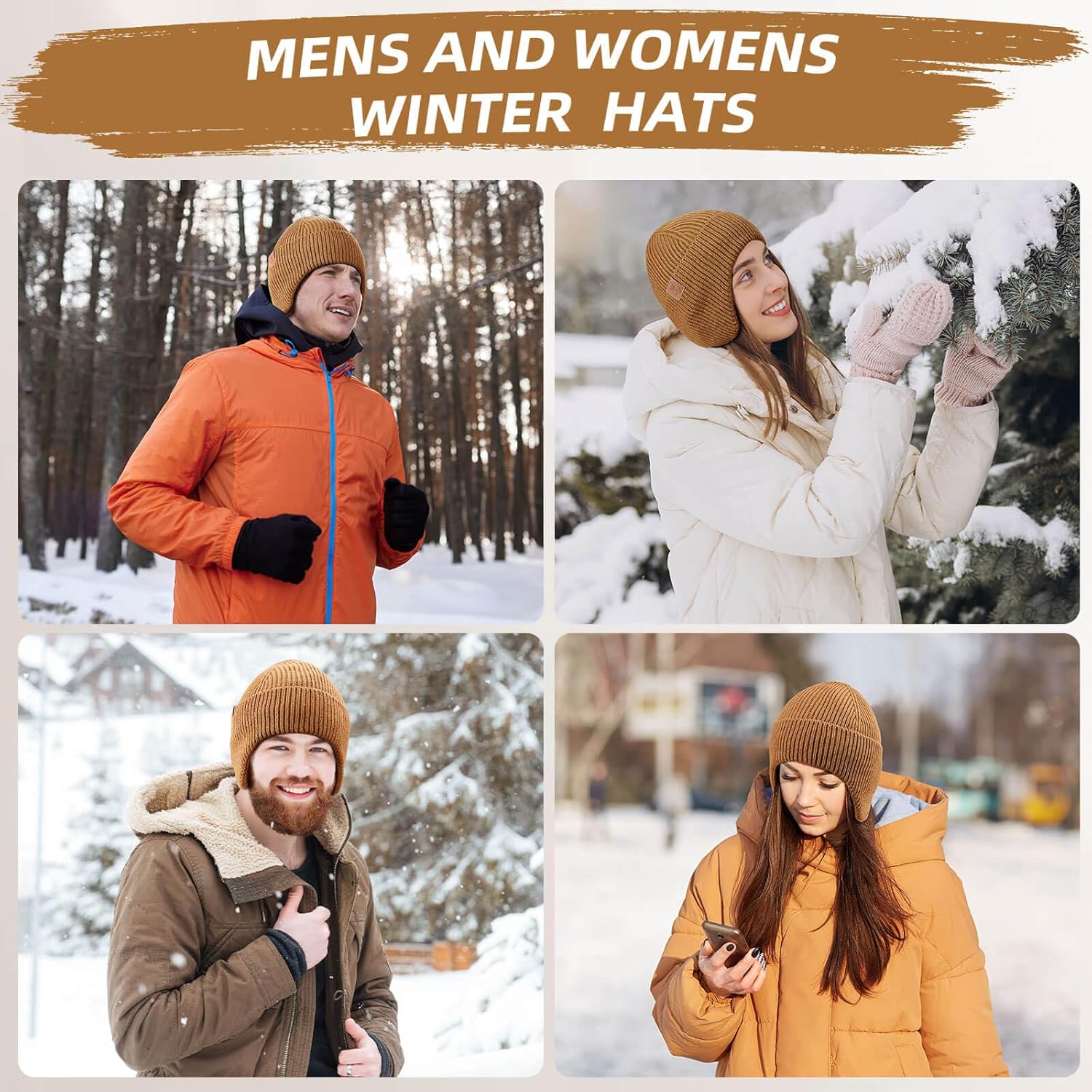 OZERO Winter Beanies Hats Men: Beanie with Ear Flaps Outdoor Thermal Knitted Hat - Warm Ski Stocking Polar Fleece Cuffed Cap - Image 7