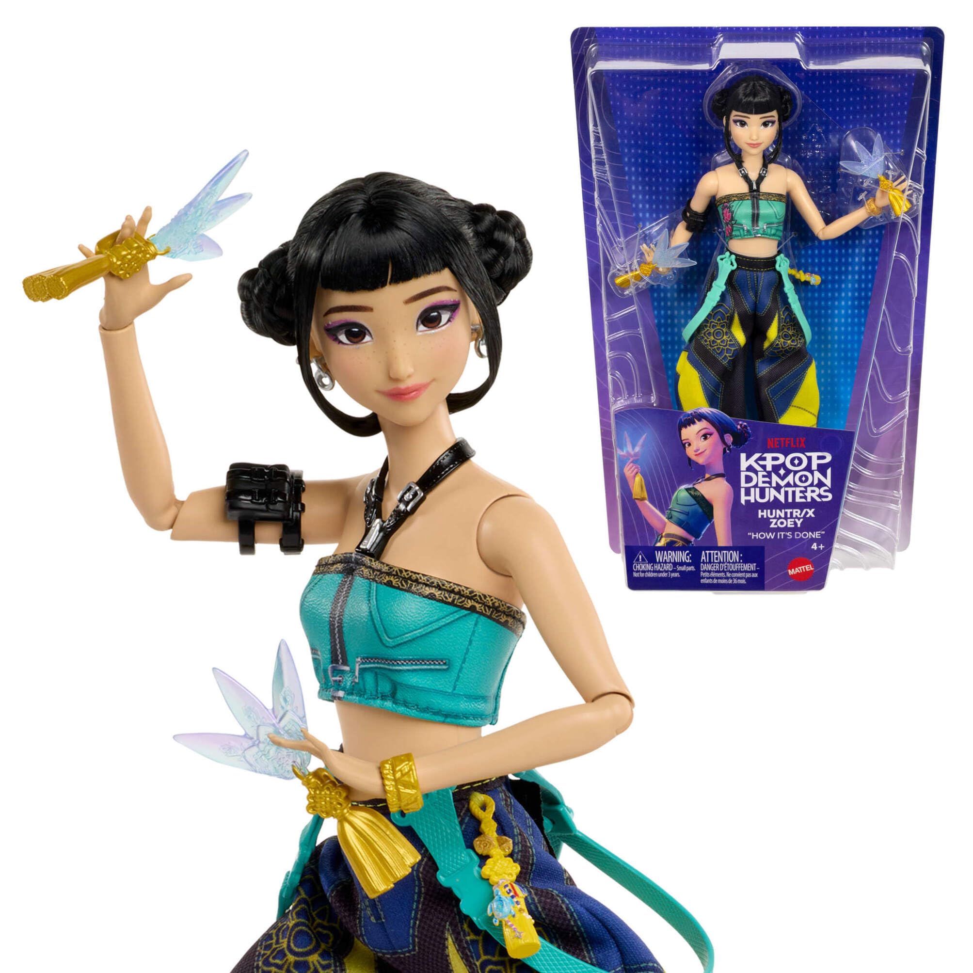 ​Mattel KPop Demon Hunters HUNTR/X Zoey Fashion Doll in “How It’s Done” Performance Look with Spirit Blades Accessory, Inspired by the Movie, JRN37