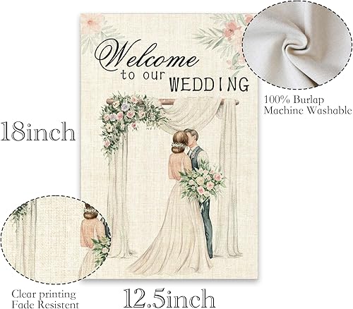 Miniatura 2 de Bandera de bienvenida a nuestra boda para jardín, decoración de patio de bienvenida de boda, letrero romántico para patio de boda, fiesta de boda,