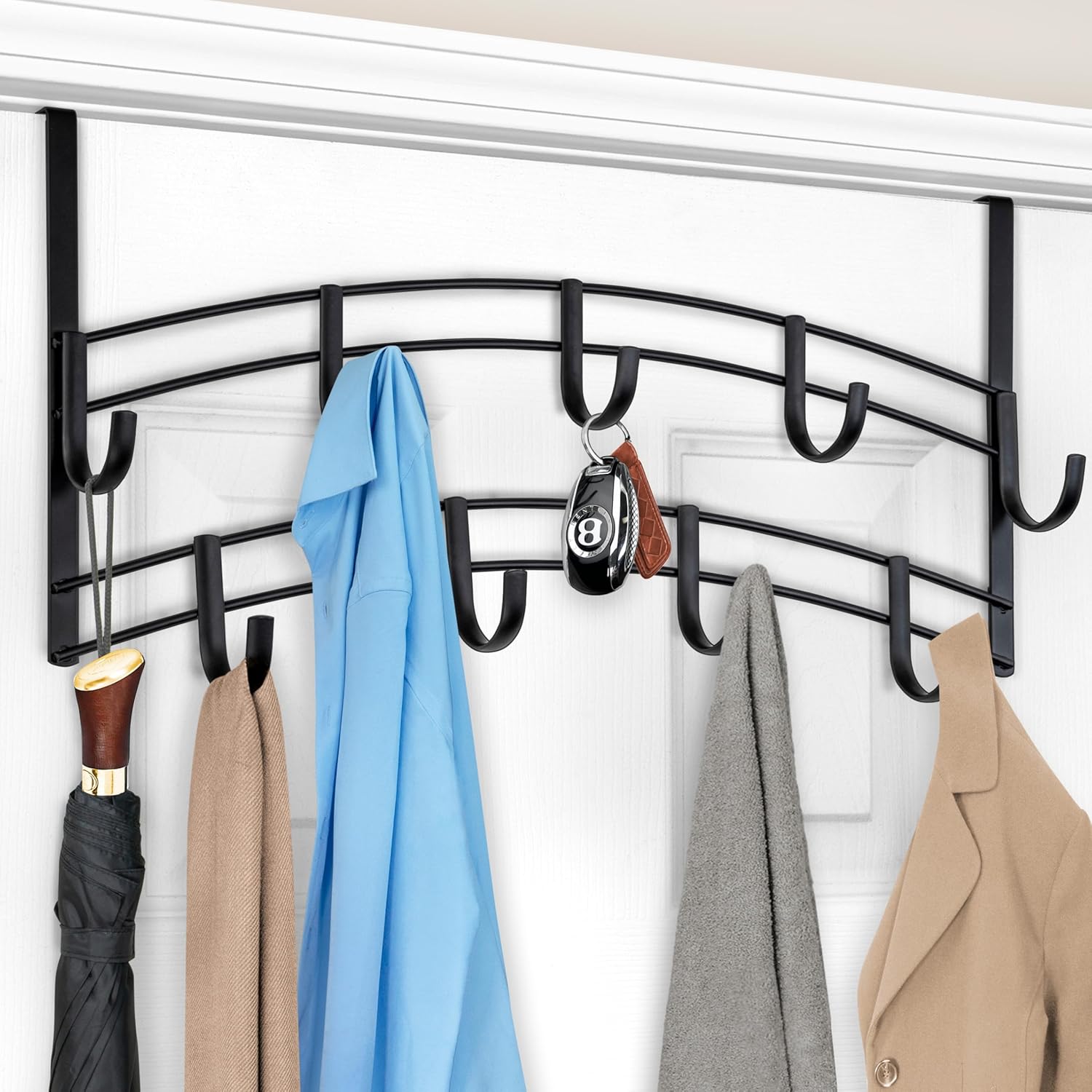 LYNK Professional® Home™ Over Door Hooks Rack – 9 Hook Over Door Hanger – Over Door Towel Rack – Hanging Towels or Clothes – Bathroom, Bedroom or Laundry Room – Lifetime Ltd. Warranty – Black LYNK Professional® Home™ Over Door Hooks Rack – 9 Hook Over Door Hanger – Over Door Towel Rack – Hanging Towels or Clothes – Bathroom, Bedroom or Laundry Room – Lifetime Ltd. Warranty – Black