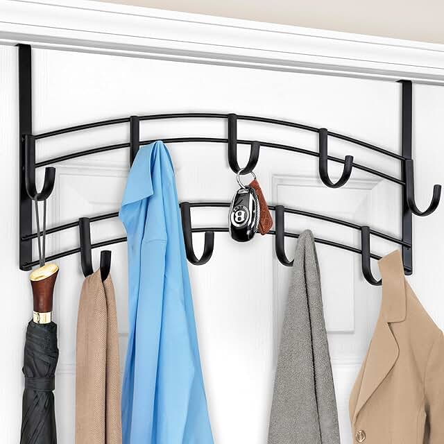 LYNK Professional® Home™ Over Door Hooks Rack - 9 Hook Over Door Hanger ...