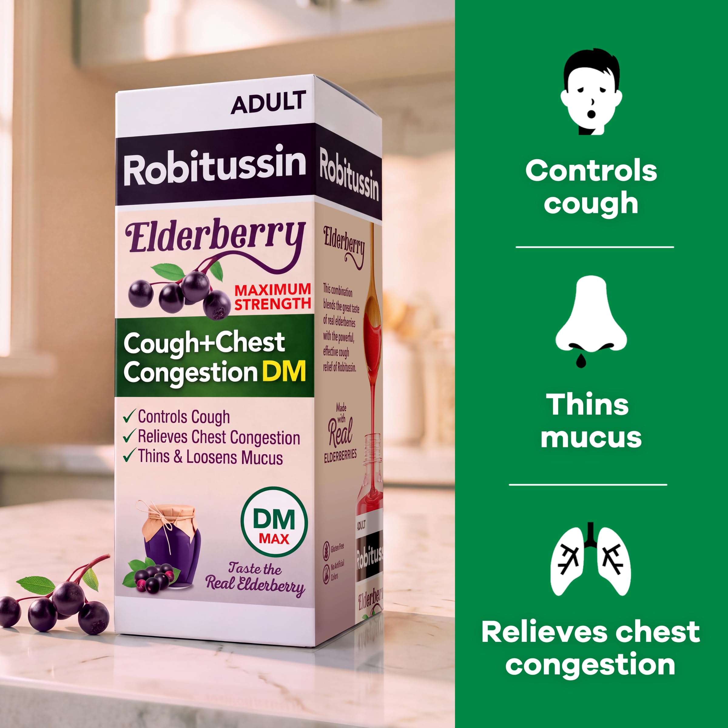 Robitussin DM Maximum Strength Cough Medicine, Elderberry, 8 fl oz — Amazon image 5
