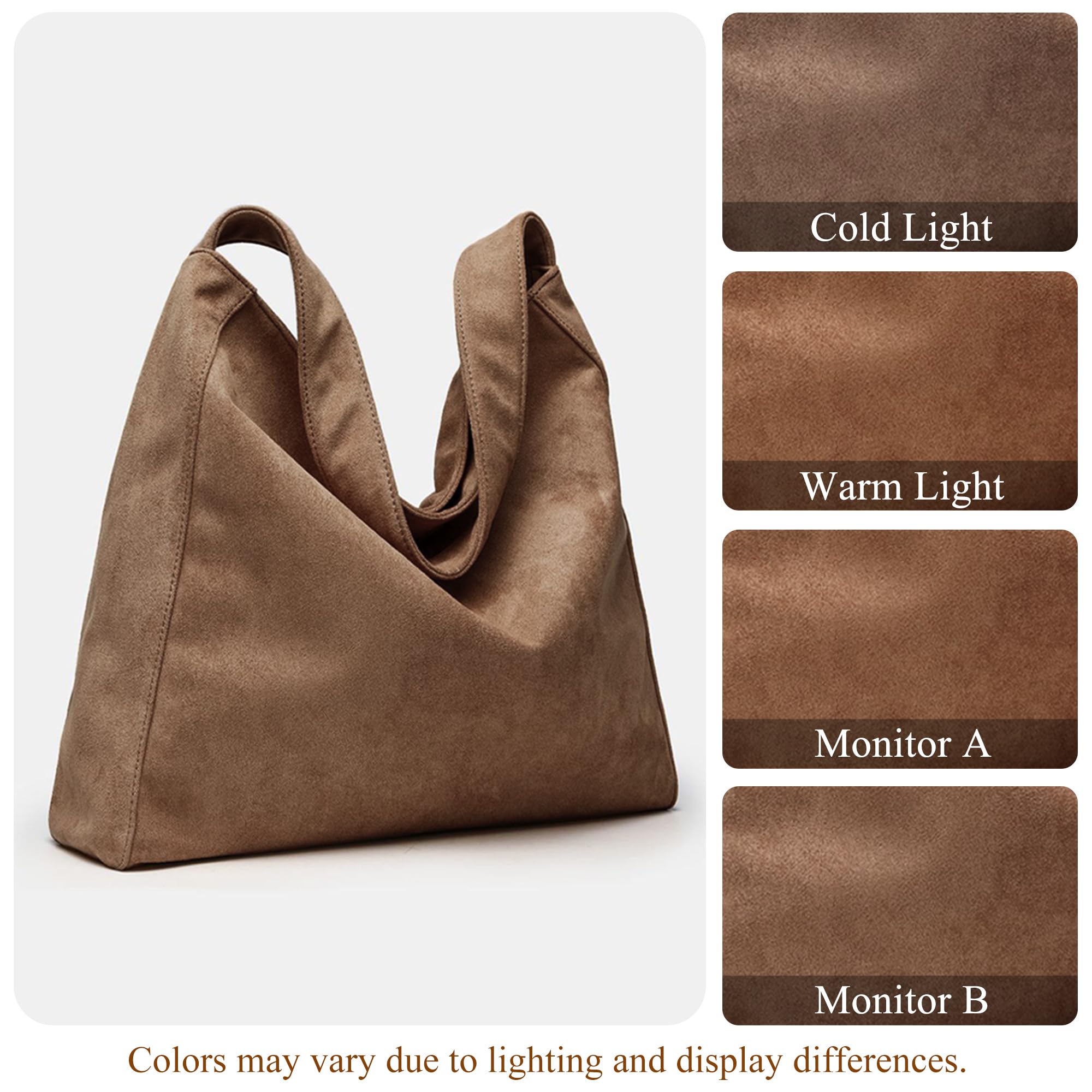 Sac a Main Femme Grand Sac Cabas Femme, Tote Bag Femme, Sacs à Main Portés épaule Femme, Sac de Cours, Sac en Daim Suédé pour le Quotidien, Travail et Courses