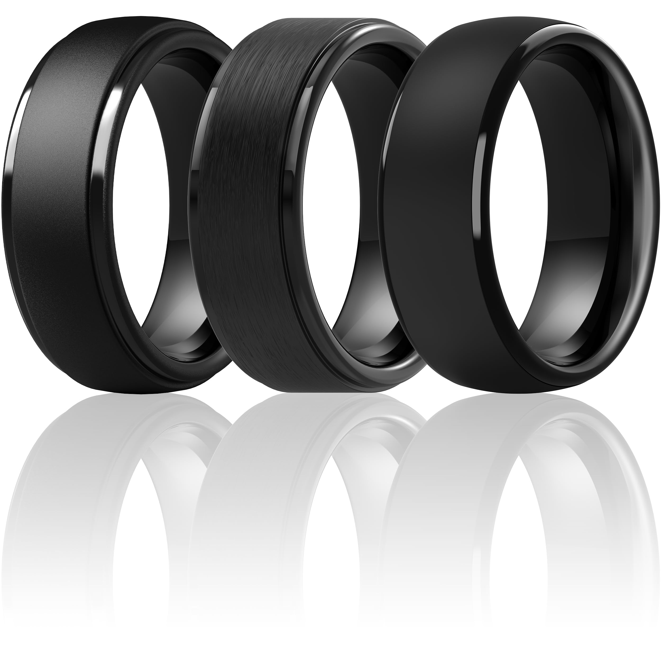 ThunderFit Silicone Rings for Men, Step Edge Rubber Wedding Bands 10mm Wide | 2.5mm Thick, Available in 1, 4 &amp; 7 Packs, Comfortable Fit, Durable &amp; Flexible Silicone, Safe for Gym &amp; Work