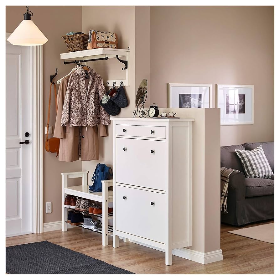 IKEA/HEMNES シューズボックス IKEA HEMNES shoe cabinet with 2 compartments 89x30x127 cm