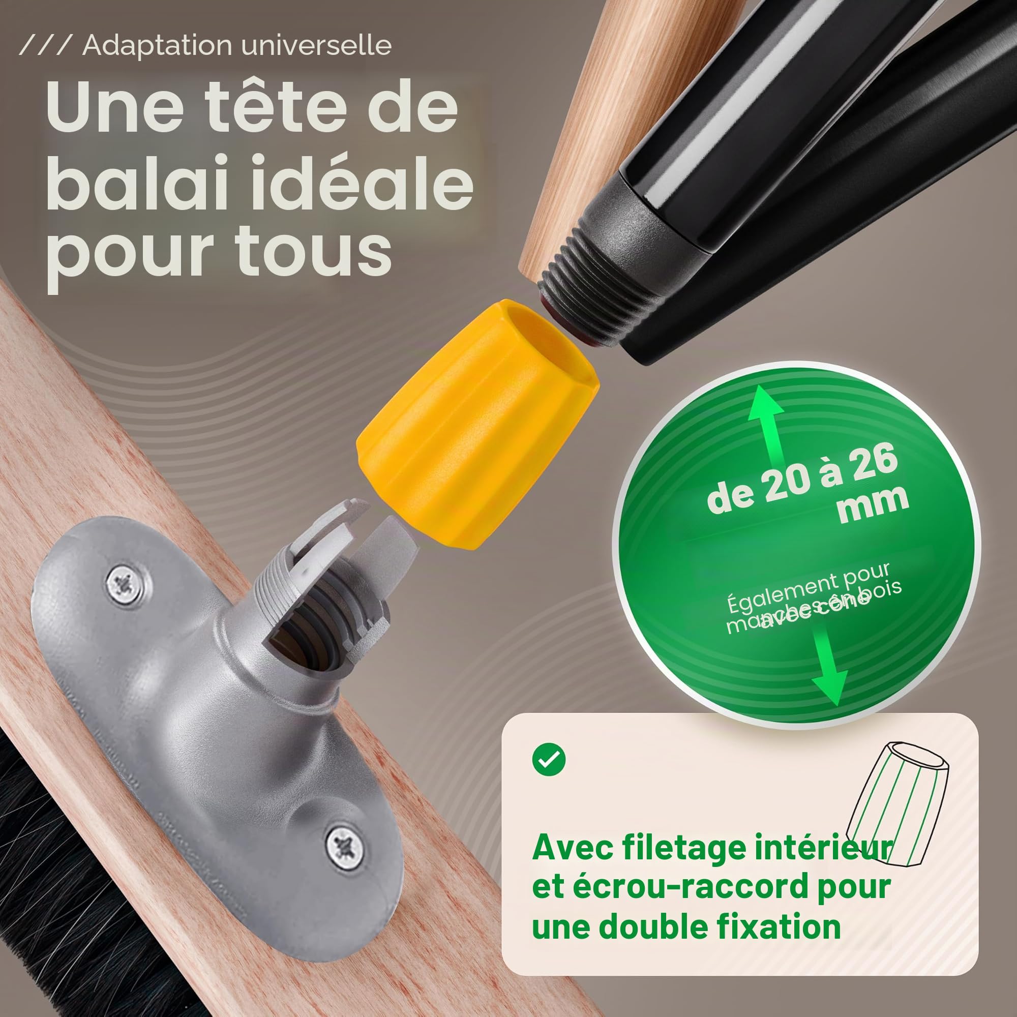 Novaliv Balai à poussière fine avec mélange de crin de cheval - 100 cm avec manche télescopique - Balai d'atelier de grande taille