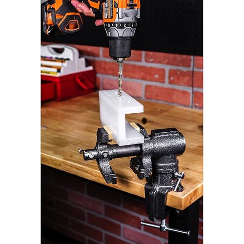 Miniatura 5 de Toolsmith 240006 - Mini banco de mesa portátil con abrazadera de 2-1/2 pulgadas, tornillo de banco de tercera mano gira y gira 360°, mandíbulas de