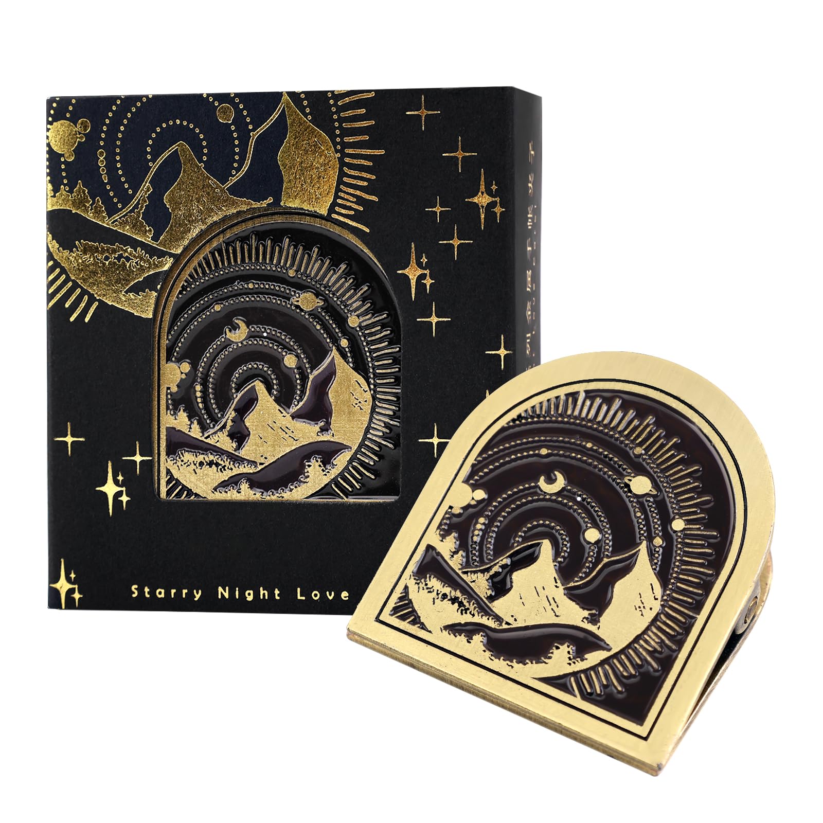 Dizdkizd Vintage Metal Clip for Journals, Planners, Notebooks, Brass Colored Book Clip Little Binder Clip for Page Holder, Book Mark - Mountain