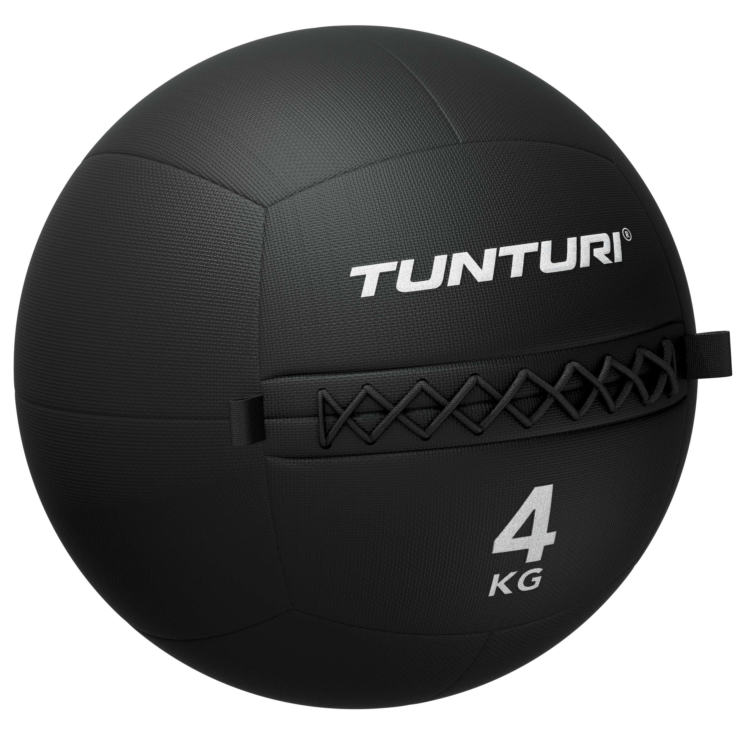 Tunturi Platinum Wall Ball - 4 kg - Noir - Application Fitness Gratuite Incluse