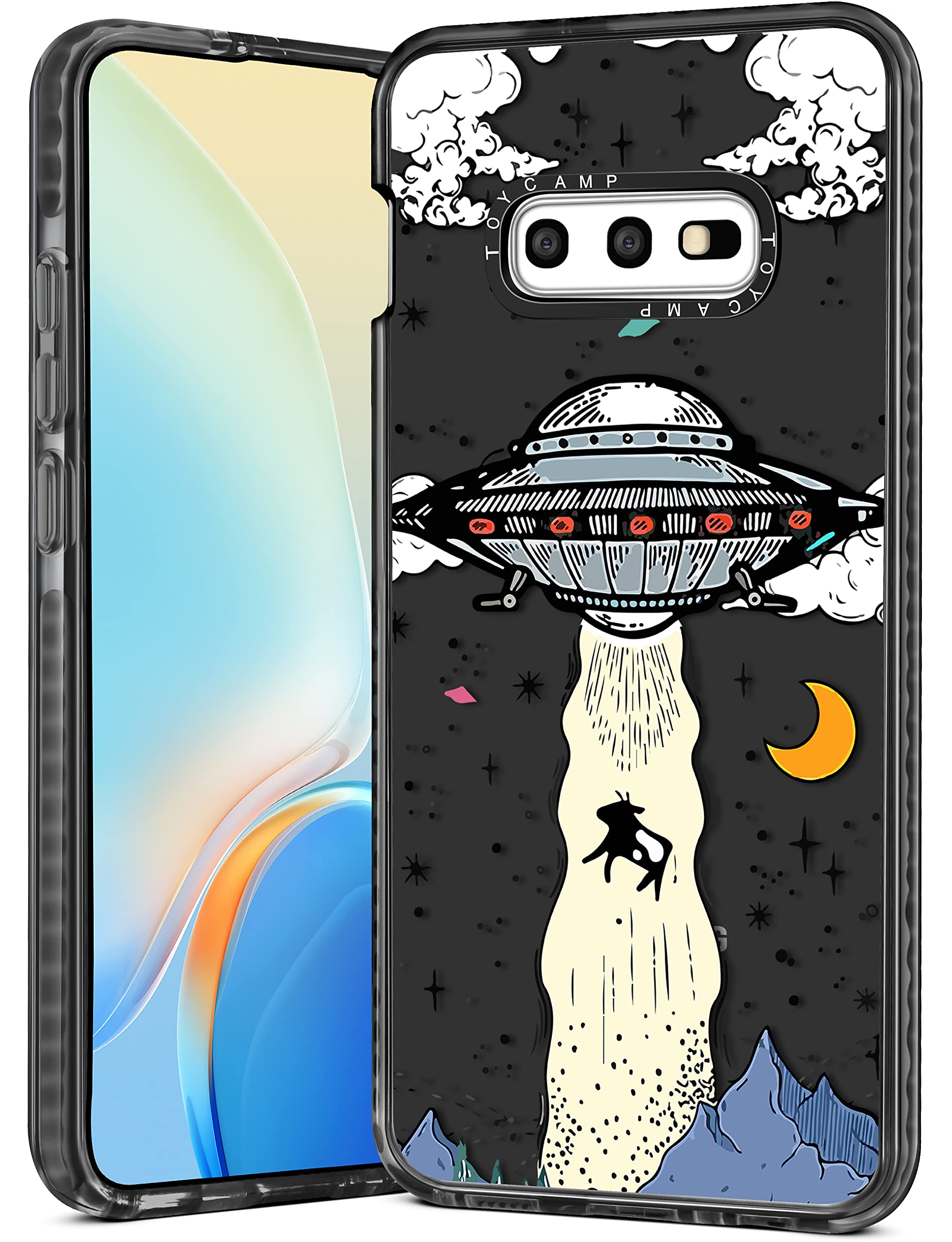 Toycamp for Samsung Galaxy S10E Case, Cute Funny Alien UFO Design for Women Girls Boys Teens for Galaxy S10E Cases, Cute Cartoon Alien Print Cover for