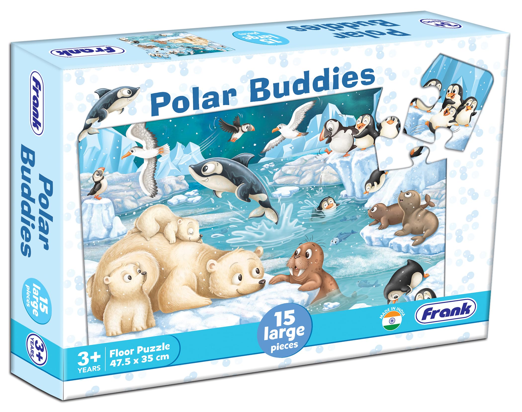 Frank Polar Buddies Floor Jigsaw Puzzle for Kids | Puzzle Games & Educational Toys | Boosts Imagination, Coordination & Focus | Puzzles for Kids for Age 3, 4, 5, 6, 7 | Gifts for Girls & Boys - 15 Pcs
