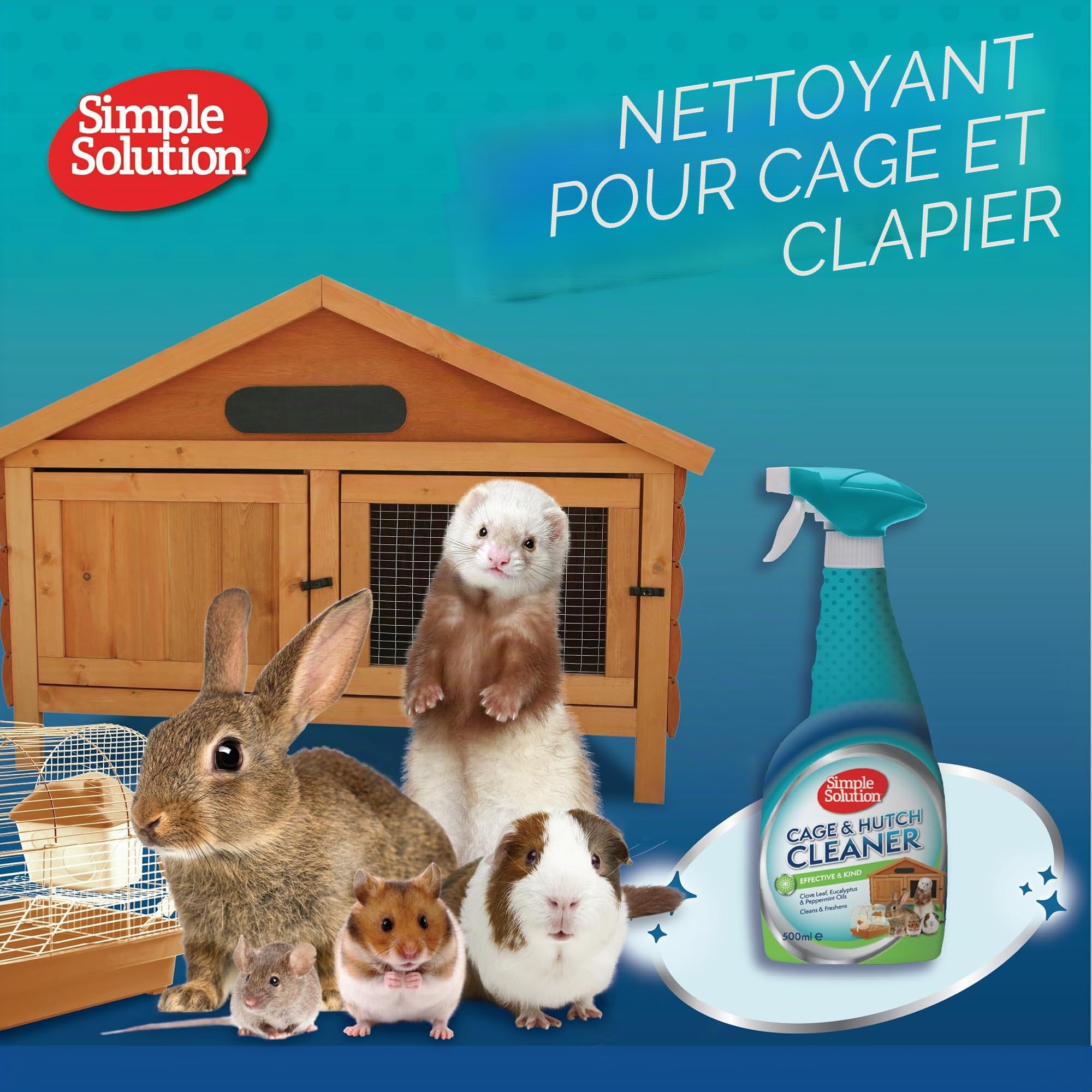 Simple Solution Nettoyant antibactérien naturel pour cage et clapier - 500 ml