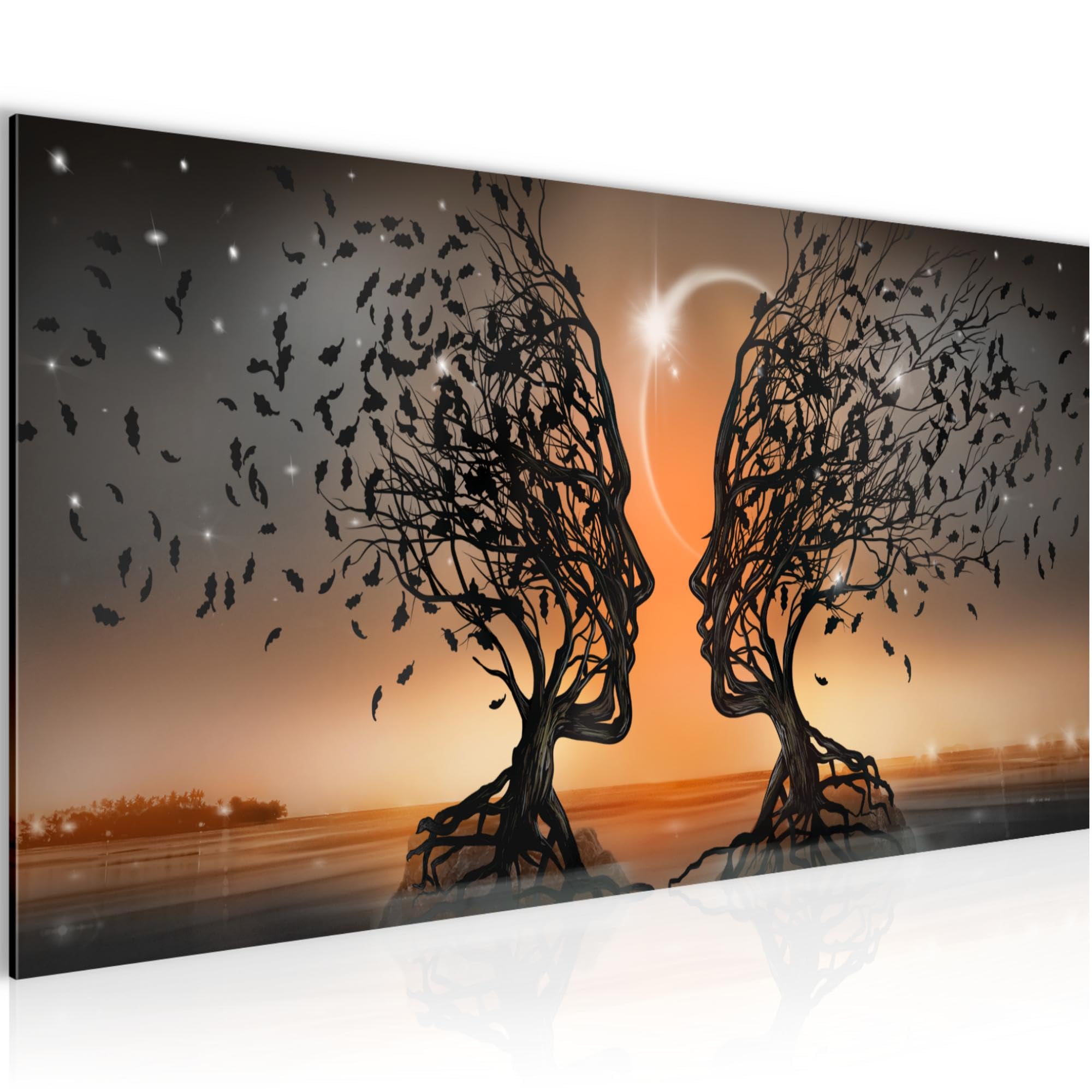 Runa Art Cuadro Decorativo Amantes 1 Parte Moderno Cuadro Lienzo no Tejido para Sala Árbol abstracto Naranja 044812c
