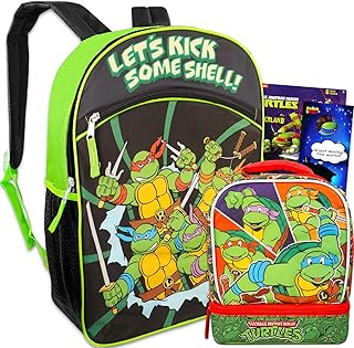 Teenage Mutant Ninja Turtles Backpack with Lunch Box Set - Bundle with TMNT Backpack for School, Lunch Bag, Stickers, More | TMNT Backpack for Boys