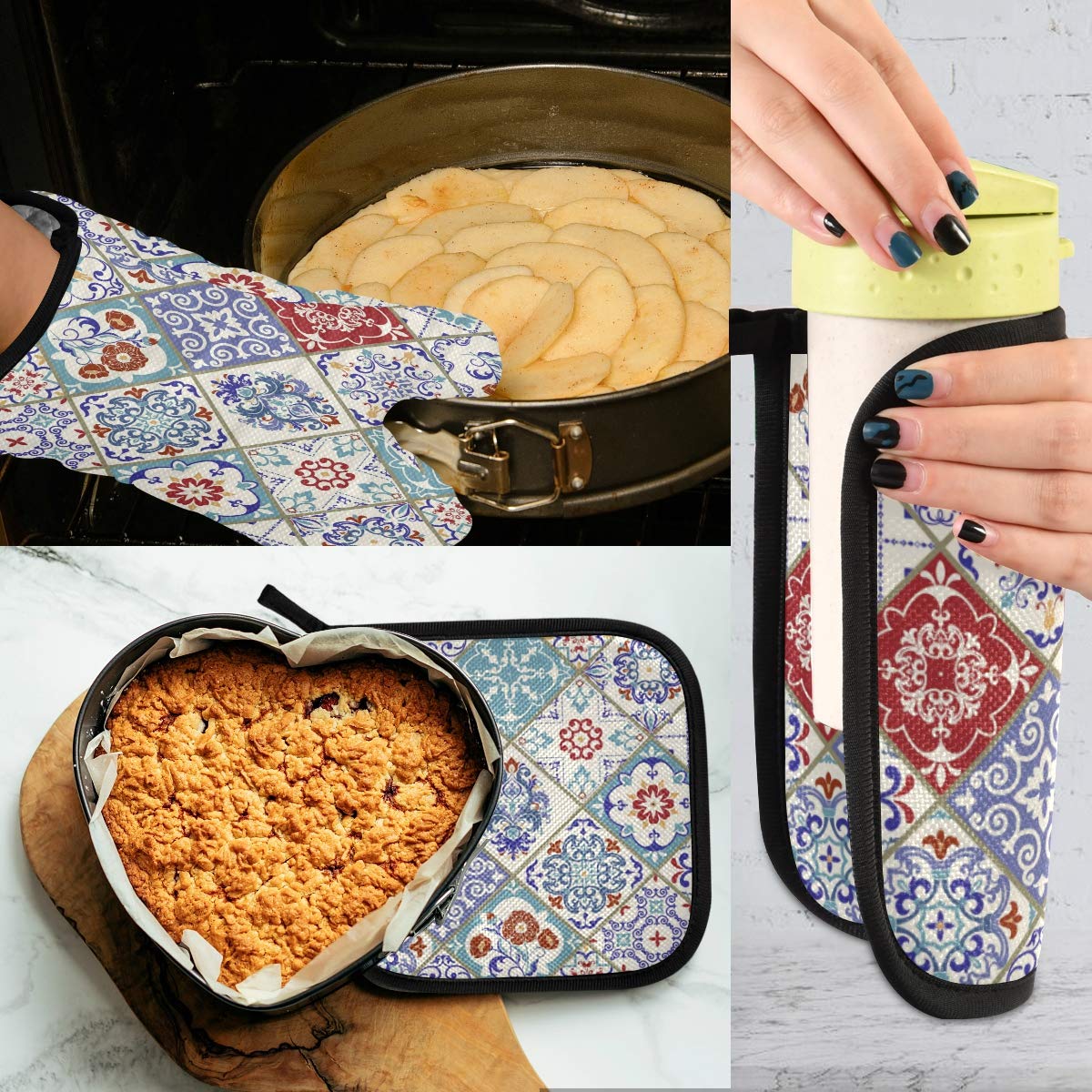 Guanti Da Forno TropicalLife HaJie A Doppio Guanto – Lunghi 88,9 Cm, Resistenti Al Calore 250°C, Con Stampa Artistica, Per Barbecue - 3