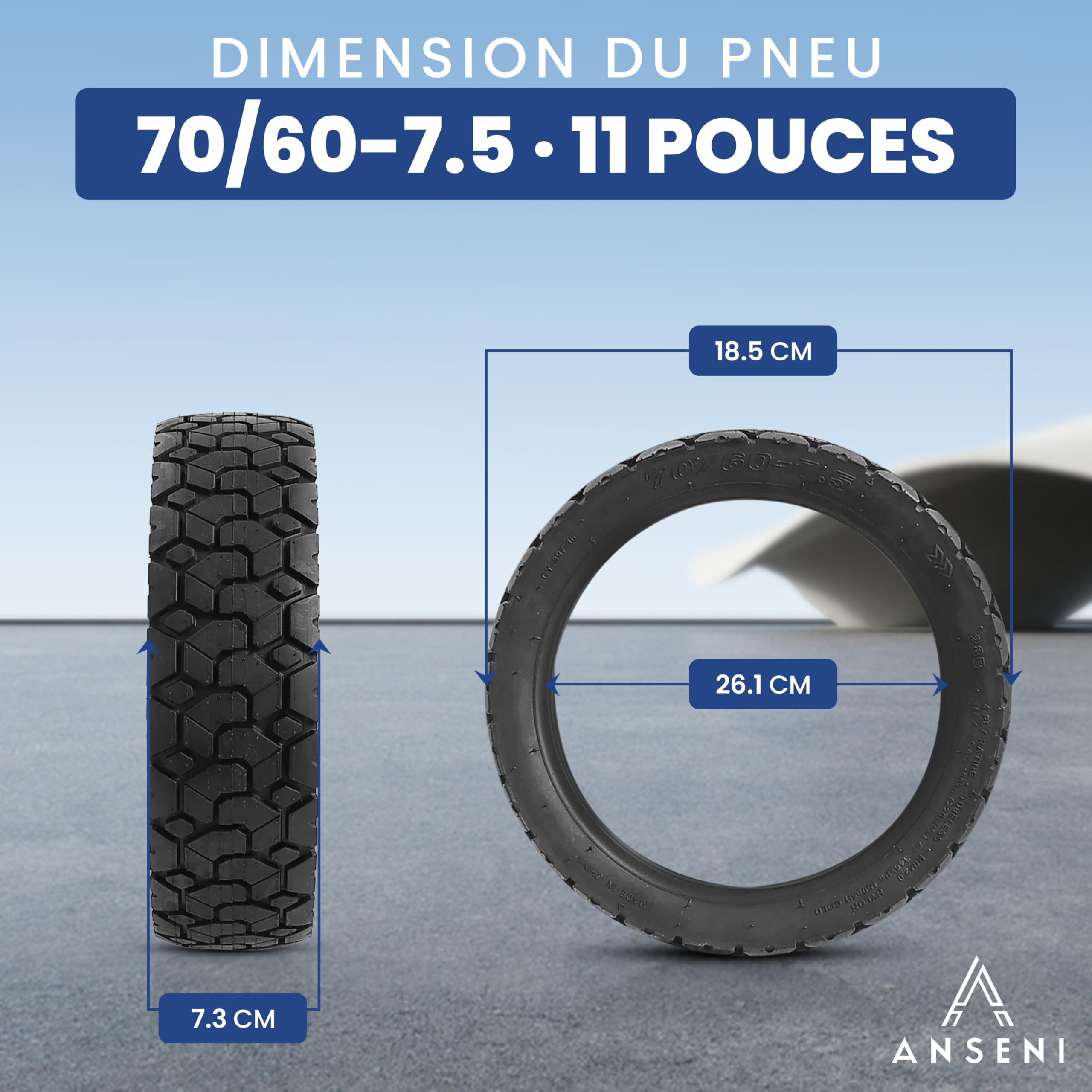 ANSENI Pneu 70/60-7.5 pour Segway Ninebot ZT3 | Compatible avec Segway Ninebot ZT3, ZT3 Pro et ZT3 PROE, Pour trottinette électrique( 1 Roue)