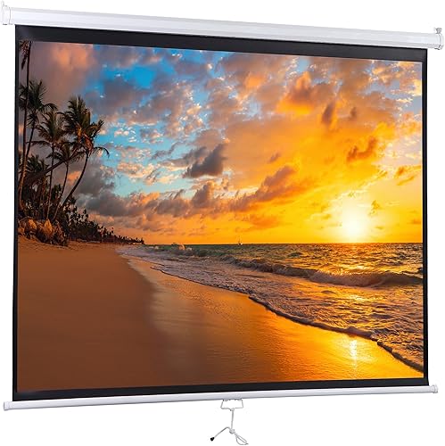 Pantalla de proyector universal, pantalla de proyector manual portátil HD de 72 pulgadas, montaje en pared o techo, pantalla ancha retráctil para el