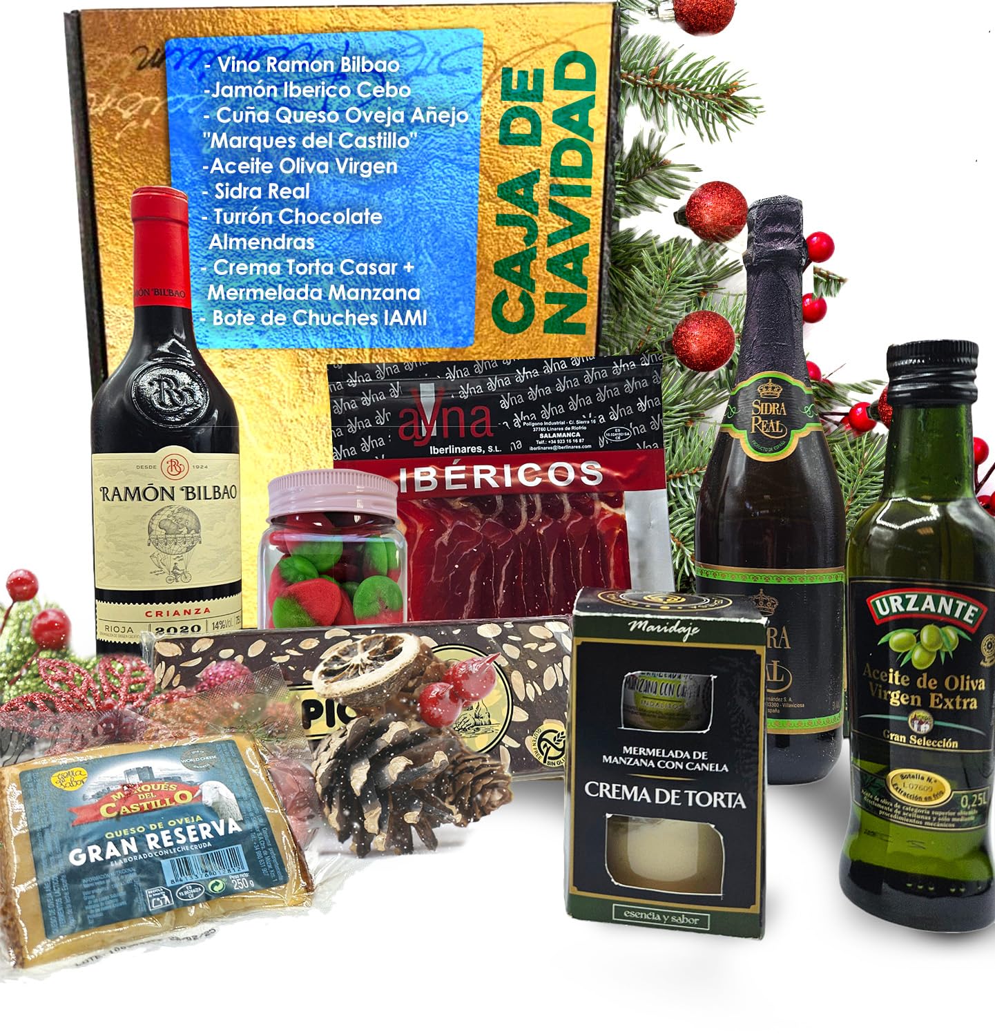 Cesta Gourmet para Regalar S | Perfecta como Cesta Regalo de Día del Padre | Incluye 1 Aceite de Oliva Virgen Extra + 1 Salchichón y 1 Sobrasada Ibérica + Crema Floral de Queso + Paté al PX con pasas — view 13