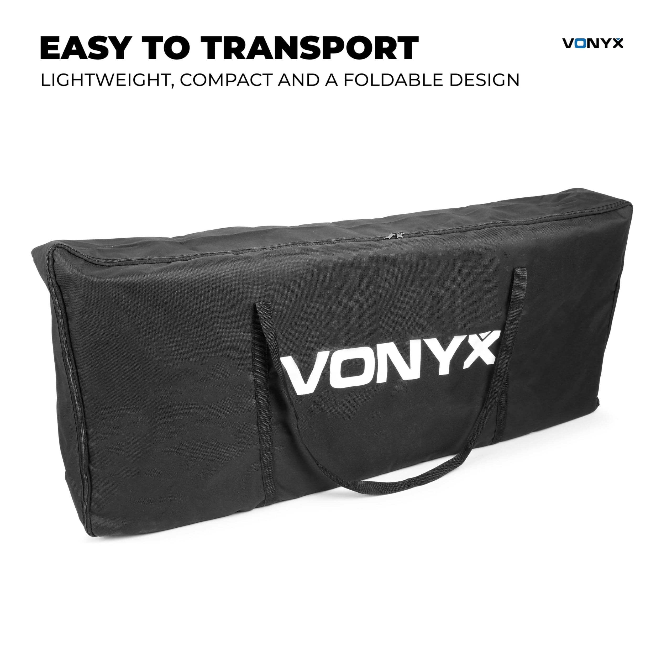 Vonyx DBF105 DJ Pult - Faltbarer DJ Tisch mit Tasche, 1 Meter, Klappbarer DJ Booth mit Schwarzer & Weißer Front, 25kg Traglast, Robust & Stabil, Perforiertes Alu, Multifunktionstisch für DJ Equipment