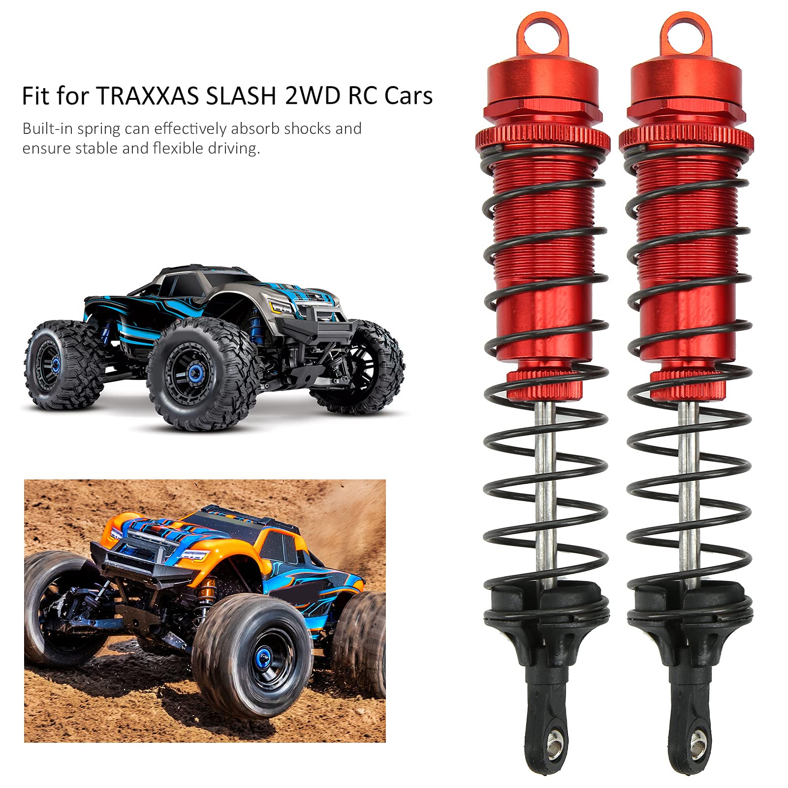 2 stks 100 mm RC metalen schokdemper demper voor Traxxas Slash 2WD RC CAR -upgradeonderdelen (Blue
