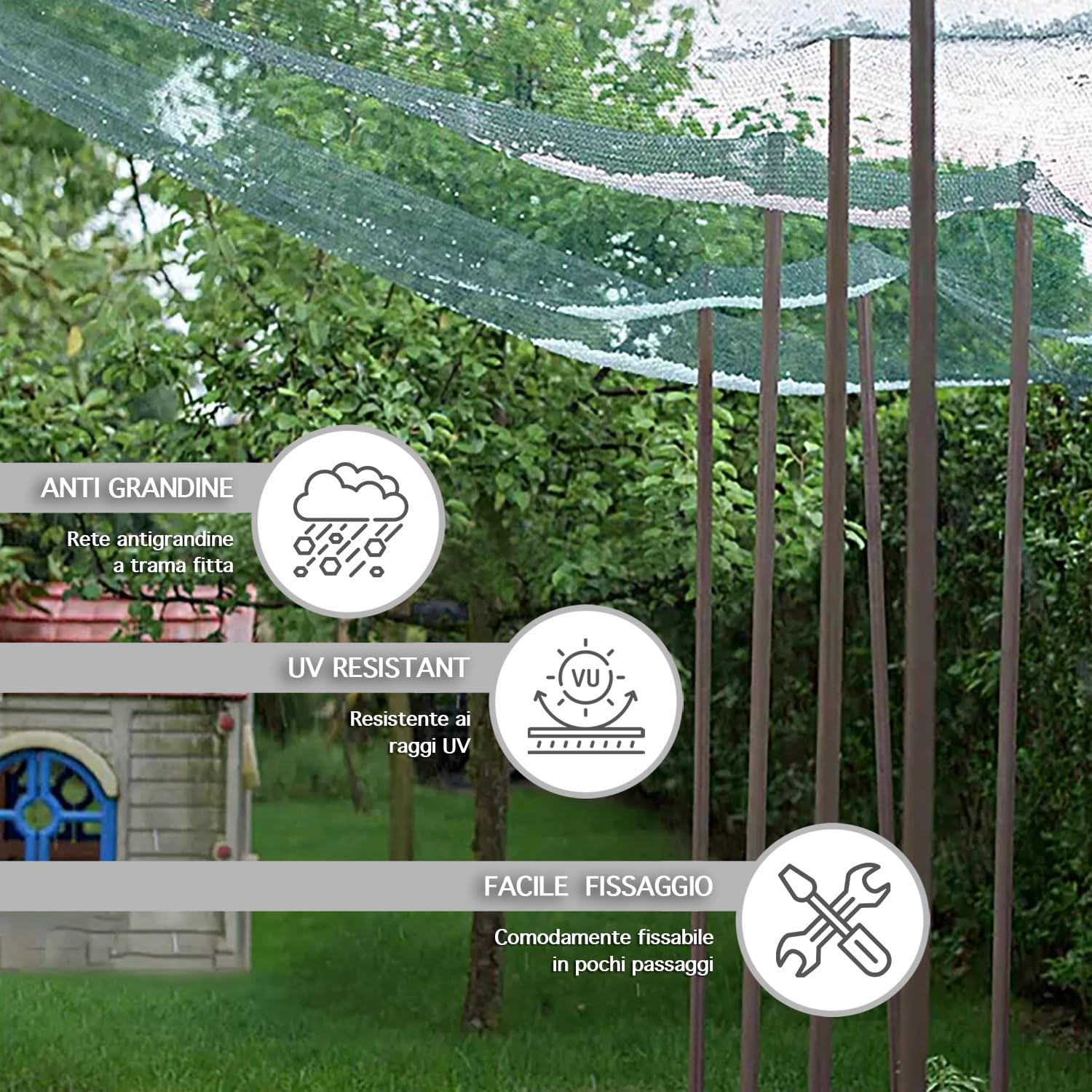 Rete Antigrandine Doppia Trama 10 Metri - Verde In Polietilene | Per Orti, Auto, Coltivazioni - Foto 11