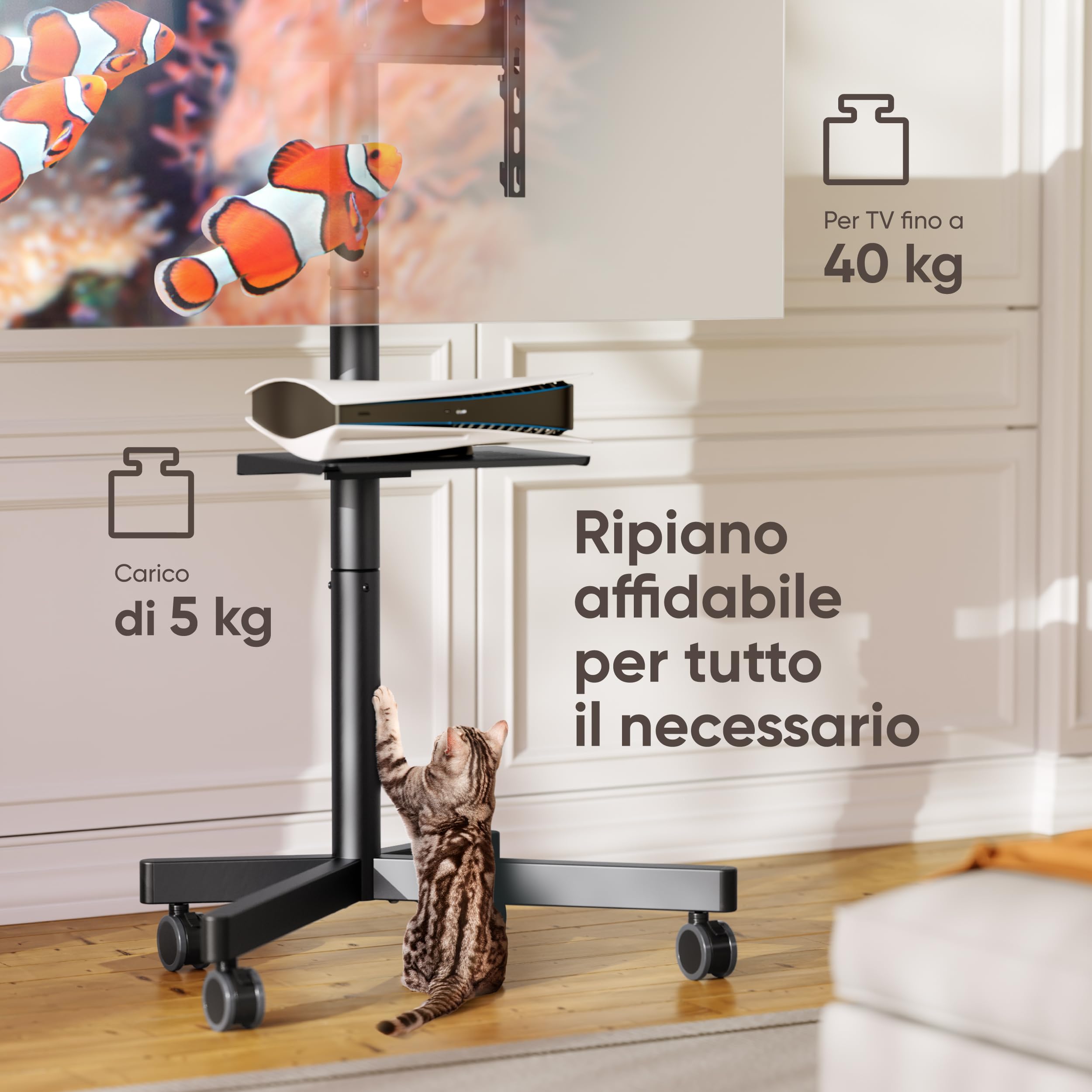 ONKRON Porta TV da Terra Mobile 23"-60" Supporto TV Pavimento VESA 100x100-400x400 45 kg Nero
