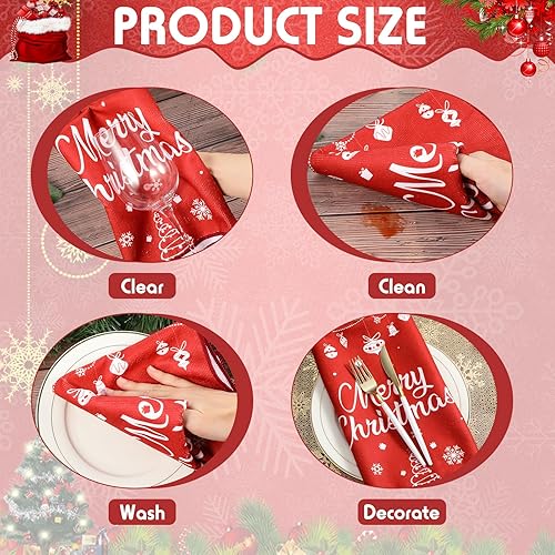 Miniatura 6 de Boao 8 paños de cocina de Navidad decorativos con copos de nieve y campanas de árbol de Navidad, paños de cocina de 15 x 25 pulgadas, absorbentes de