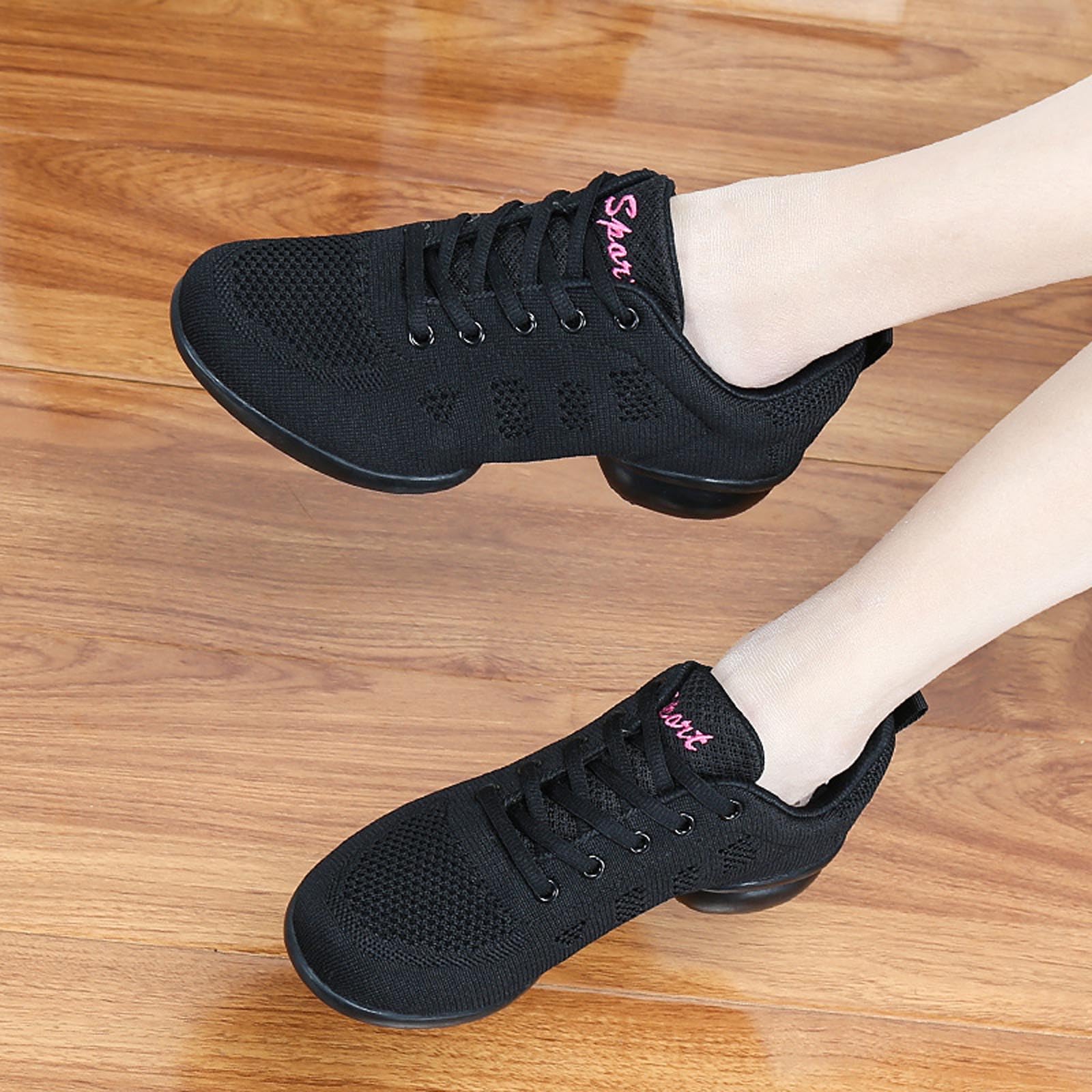 Donne Femminile Donne Scarpe Jazz Suola Divisa Scarpe da ballo Lacci Sneakers Scarpe Sportive Piattaforma Scarpe Fitness Yoga