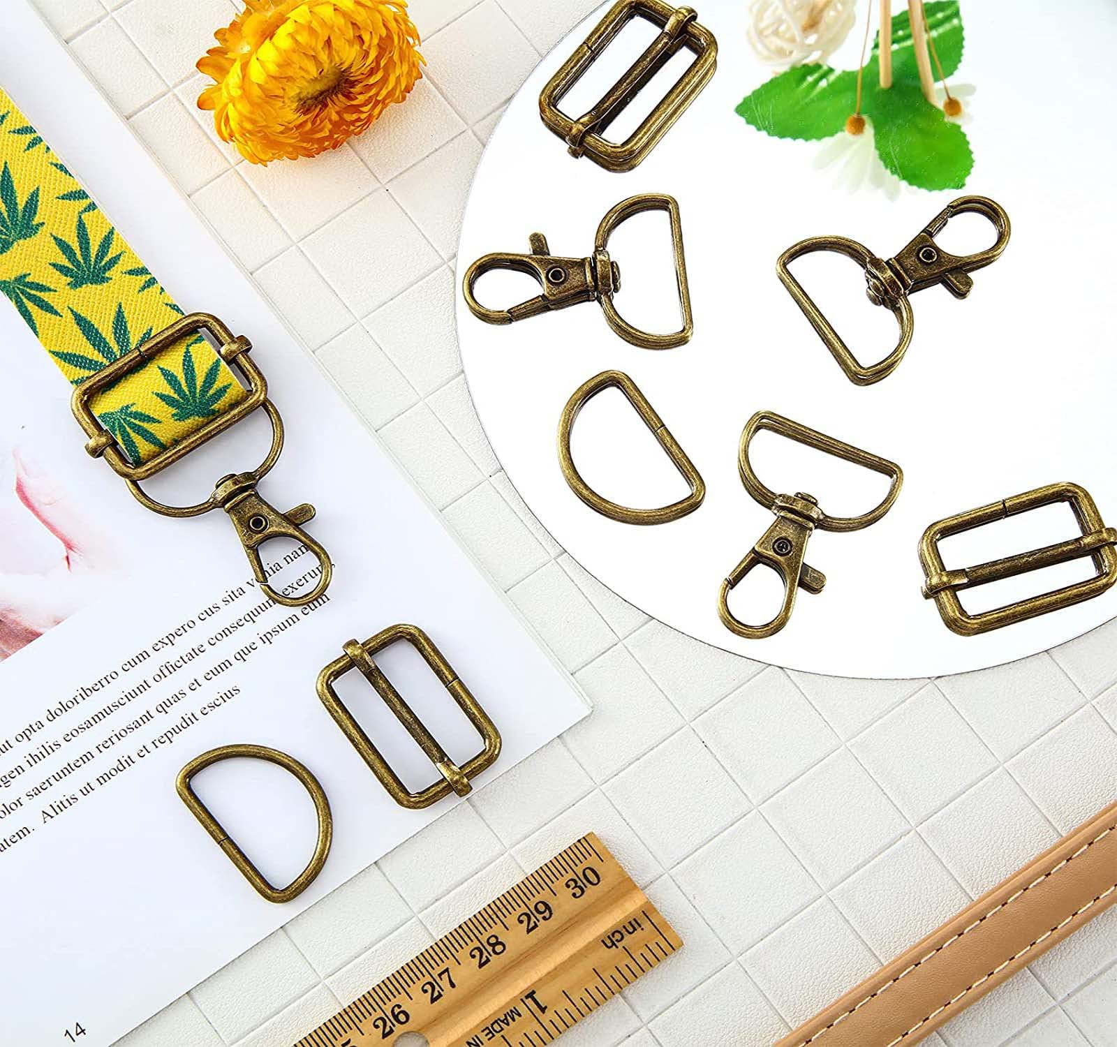 DIY Crafts 2 Set 3x2, Bronze, Keychain Key Chain Swivel Hook D Rings and Slide Buckles for Handbag Purse Hardware 1 Set Contain = 1x Swivel Hook 1x D Rings (2 Set 3x2, Bronze) 2