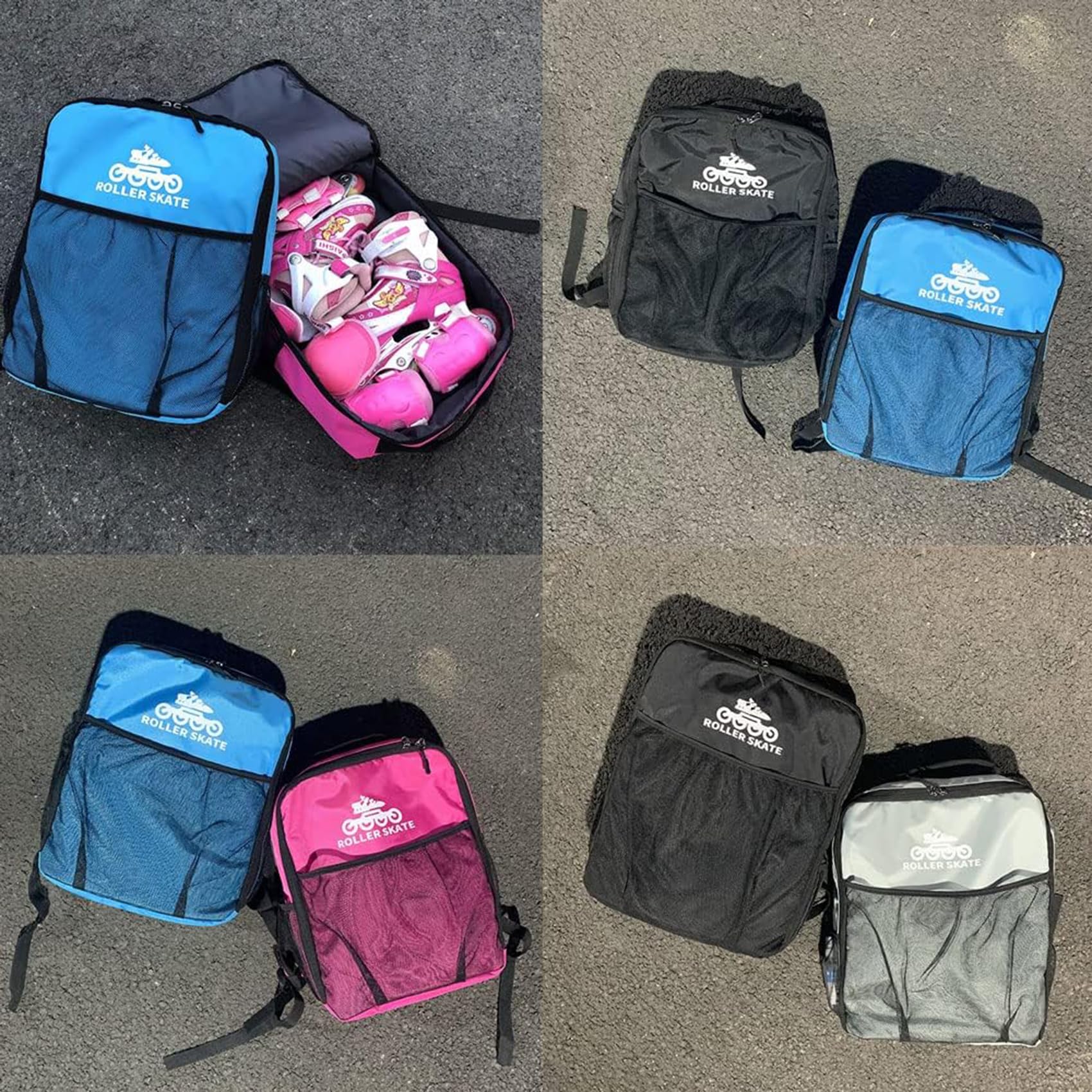 DJFOG Kinder-Schlittschuh-Tasche, Rollschuh-Tasche, Rollschuh-Rucksack, Schlittschuh-Inline-Skate-Aufbewahrungstasche, professionelle Rollschuh-Umhängetasche,Rosa,S