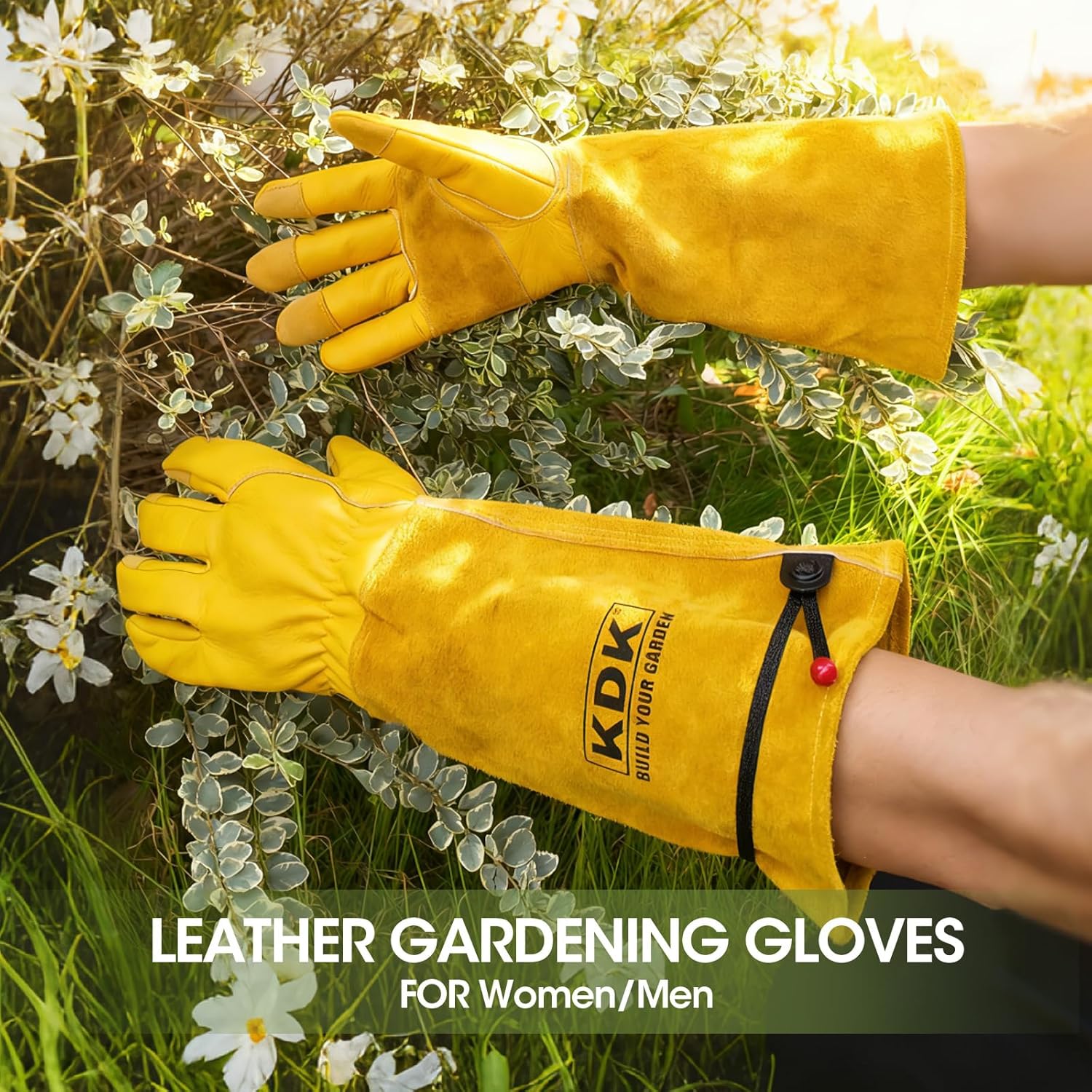 Long Cowhide Gardening Gloves for Women Men, Thorn Proof Garden Gloves for Rose Pruning, Cactus Heavy Duty Gauntlet - Image 5