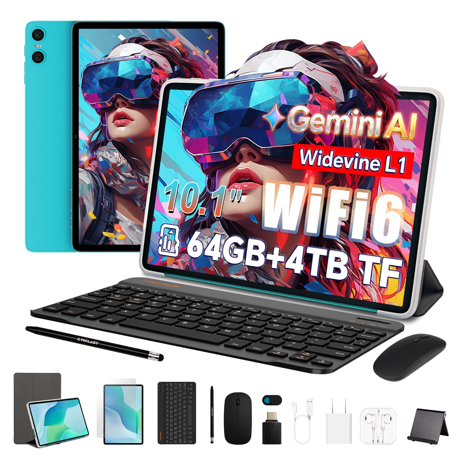 TECLAST 10.1" P33 Android 2-in-1 Tablet Bundle with Keyboard Mouse Case | 64GB Storage,Wi…
