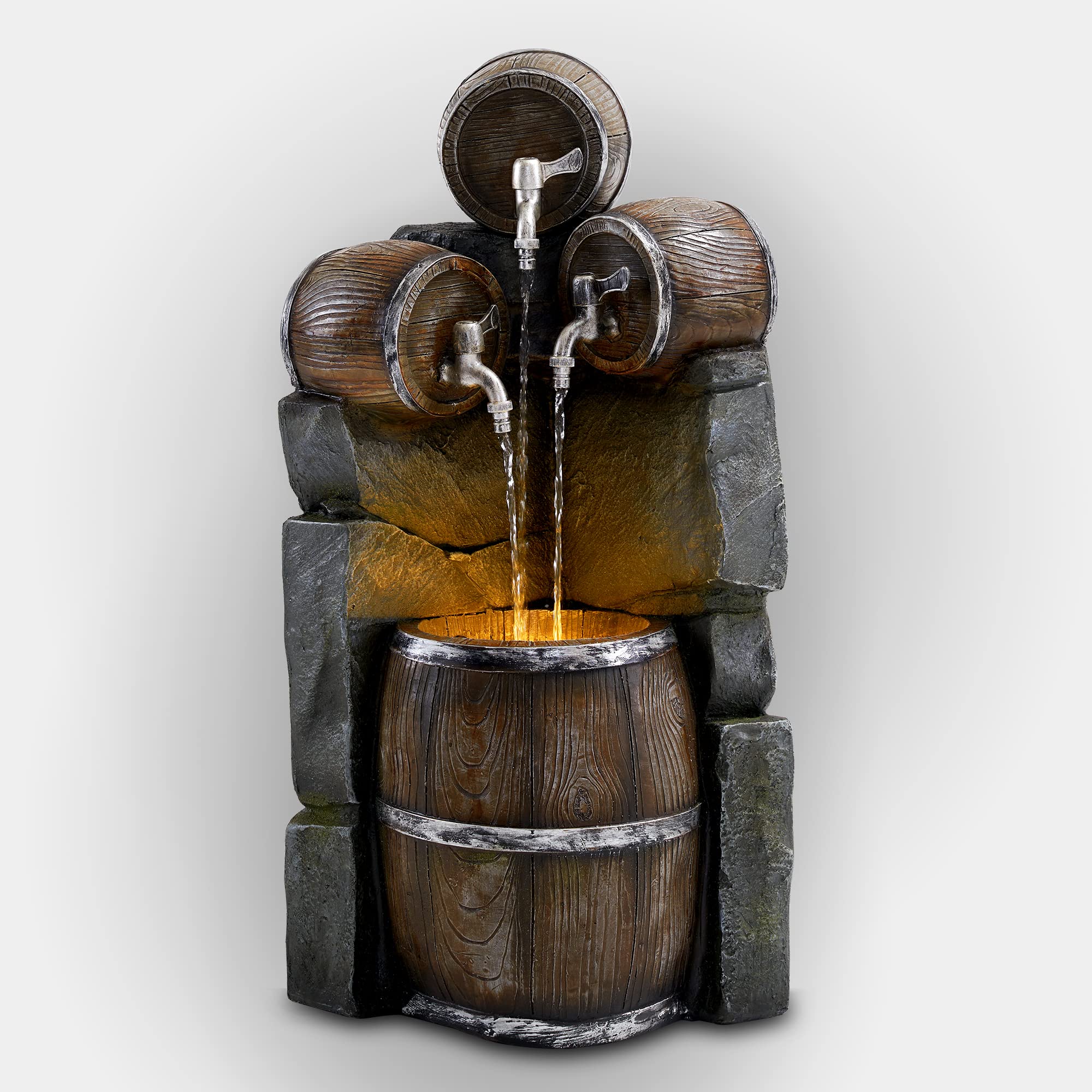 ExacmeWater Fountains Outdoor Indoor with LED Lights for Garden Backyard Decking Décor B1402BR