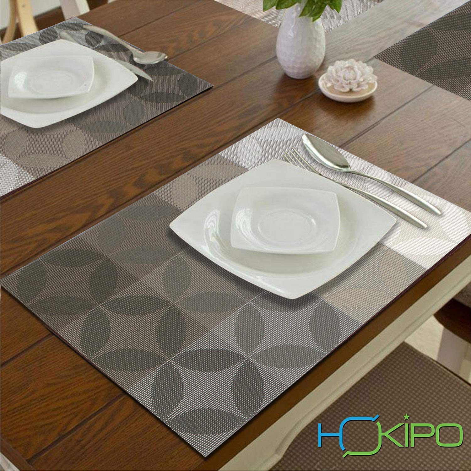 HOKIPO Geometric Grey Placemats - Set of 6 -2