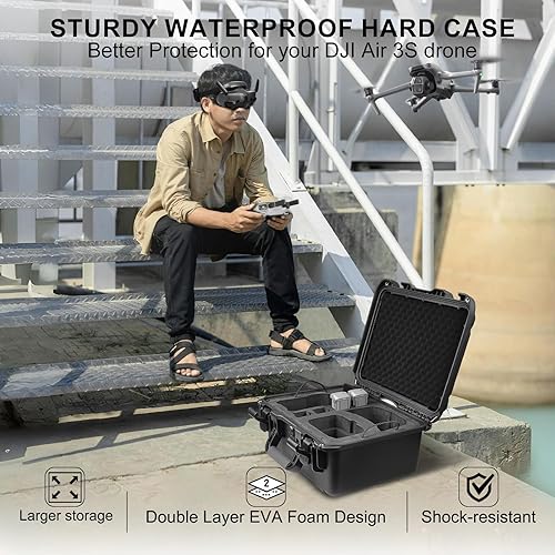 Miniatura 6 de Lekufee Funda rígida impermeable para DJI Air 3S/3, Fly More Combo, DJI RC Pro 2/RC 2/RC N3/N2, gafas 3/2/Integra, RC Motion 3/2 y accesorios (solo