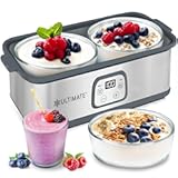 Ultimate Probiotic Yogurt Maker with Adjustable Time & Temp Control - Make Trillions of Live Probiotics with Two 1-Quart Containers for Larger Batches - Greek Yogurt Maker - ULTIMATE LIFETIME WARRANTY