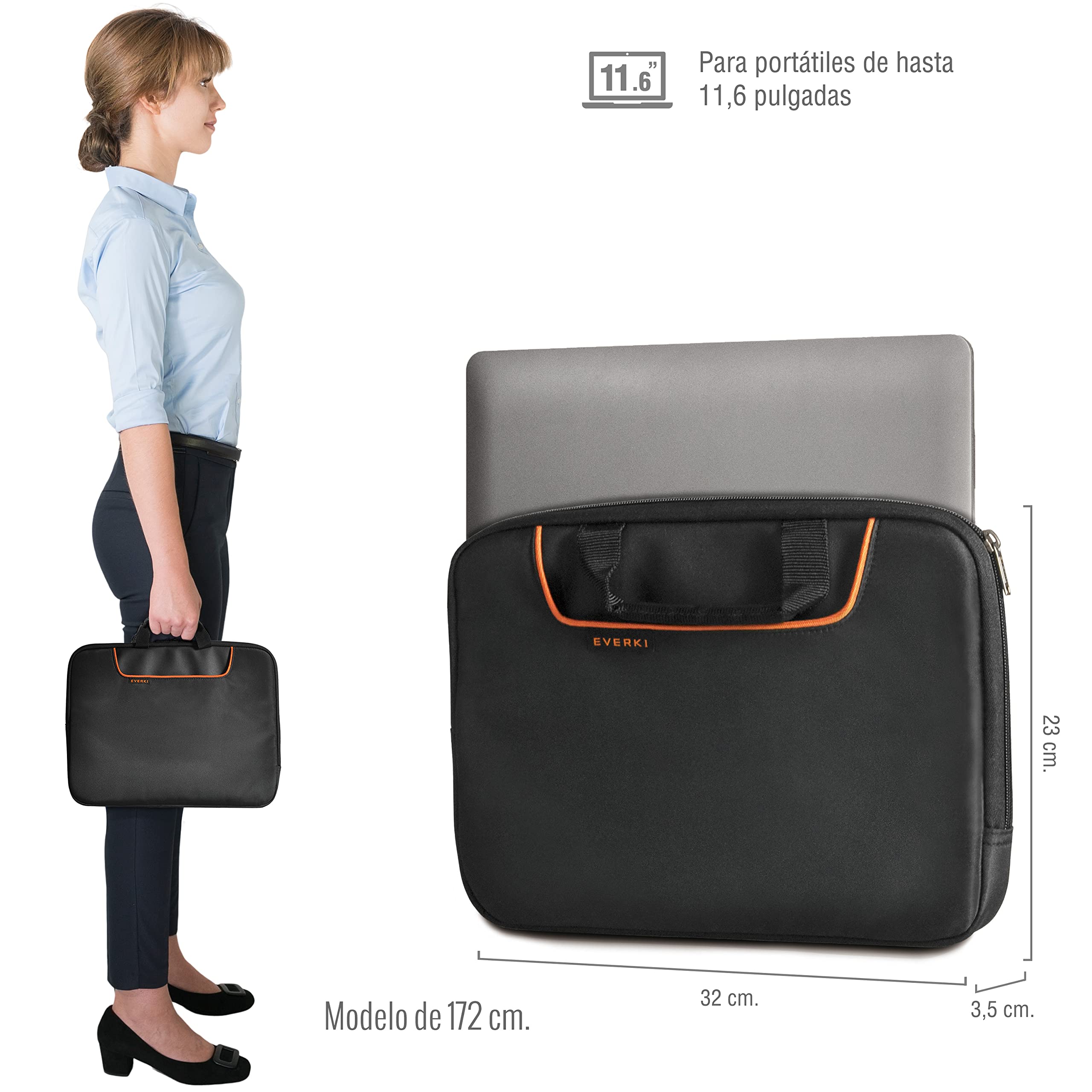 EVERKI 808 EKF808S11B - Funda para Portátiles hasta 11.6", con Espuma Viscoelástica, Diseño Delgado y Fácil de Llevar, Protección Máxima