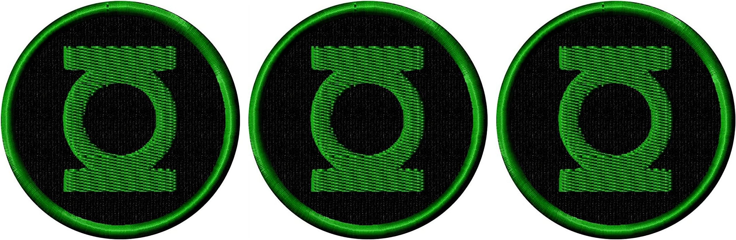 Green Lantern Logo Shield Embroidered Iron On Patch Set of 3 Patches